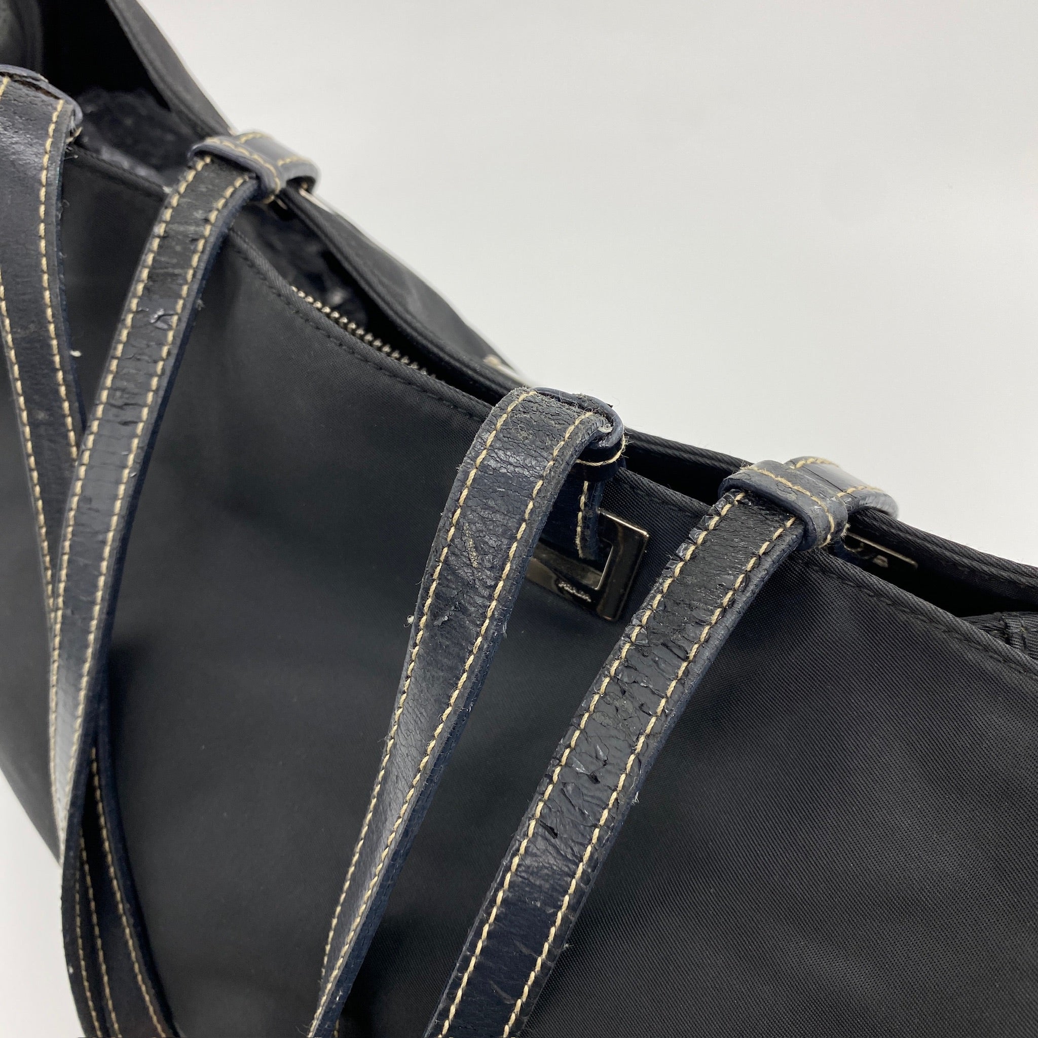 Nylon Tote Small Shoulder Bag Black