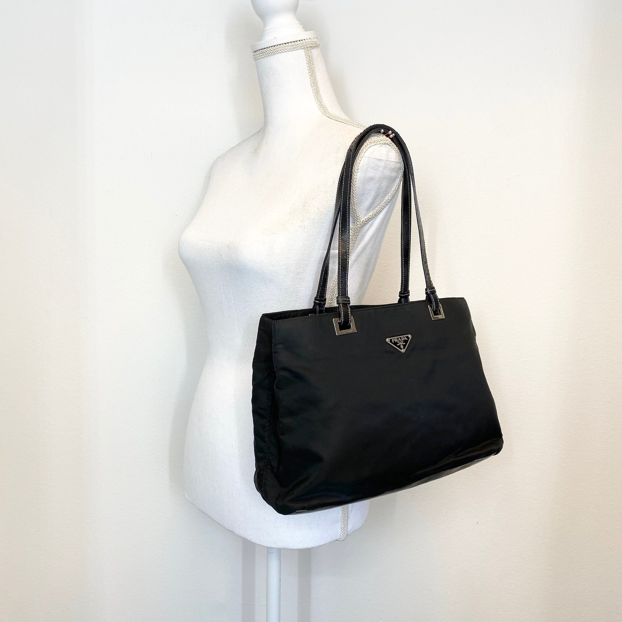 Nylon Tote Small Shoulder Bag Black