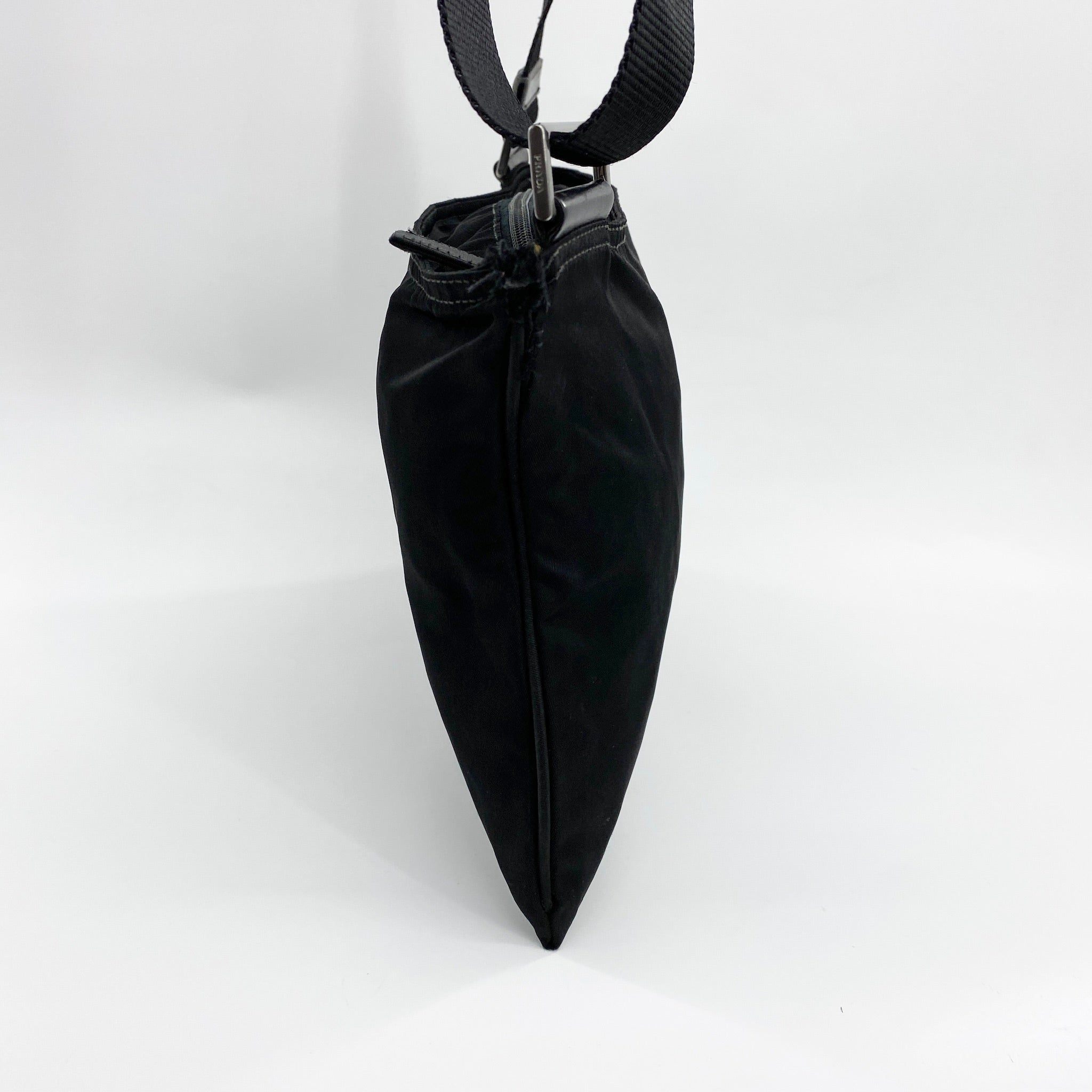 Nylon Flat Crossbody Bag Black