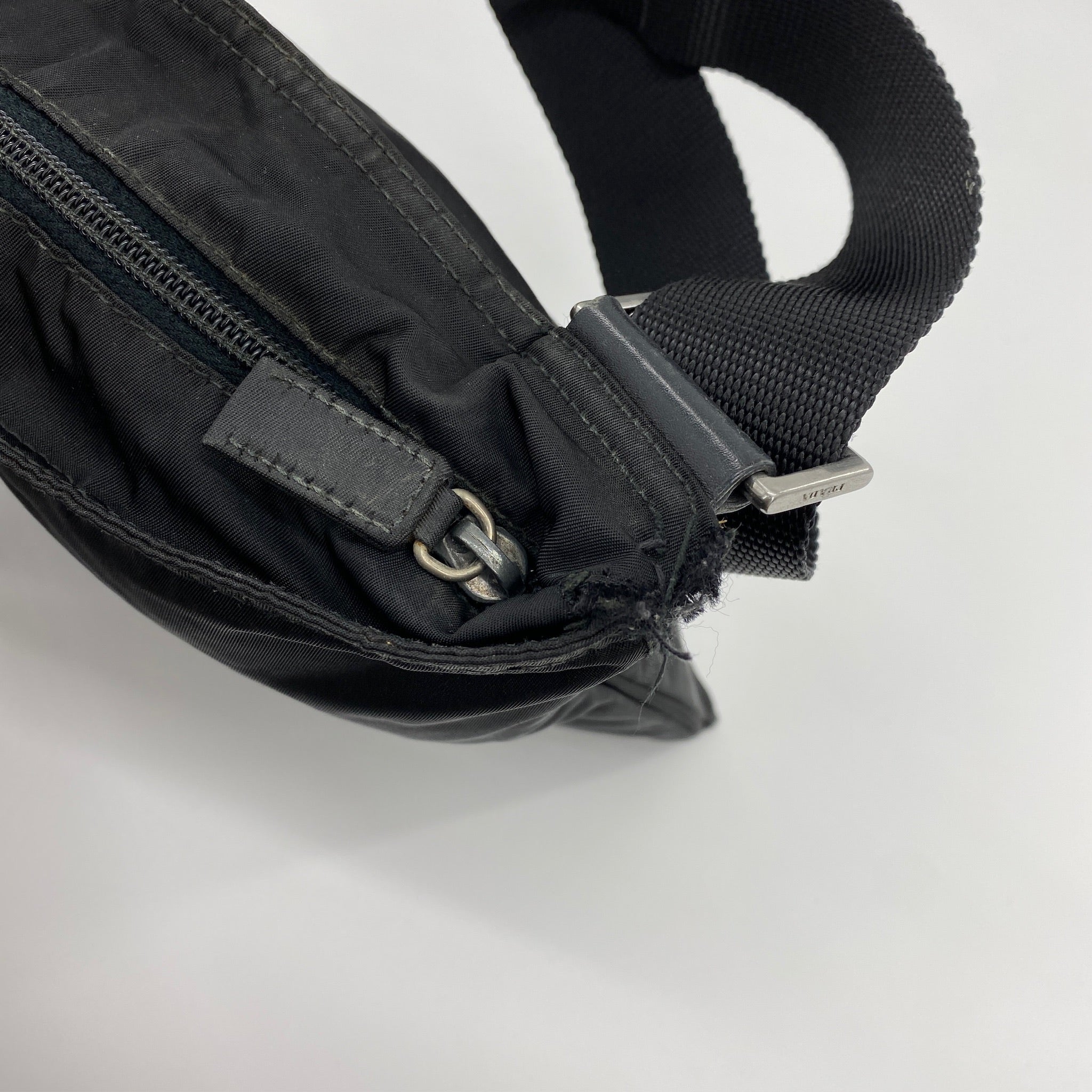 Nylon Flat Crossbody Bag Black