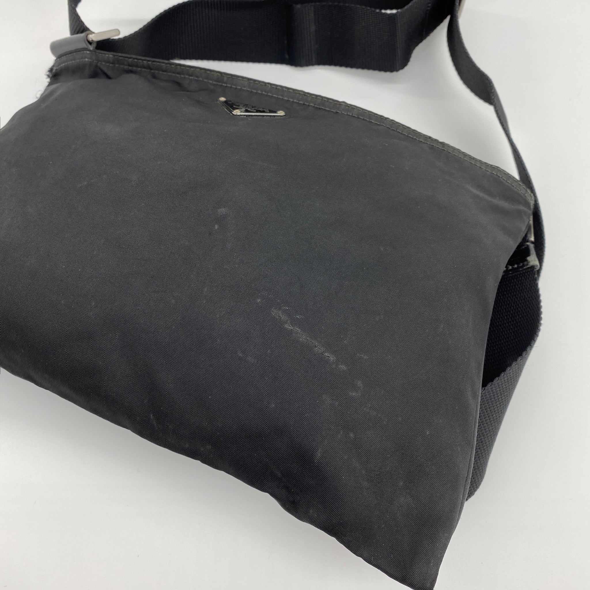 Nylon Flat Crossbody Bag Black