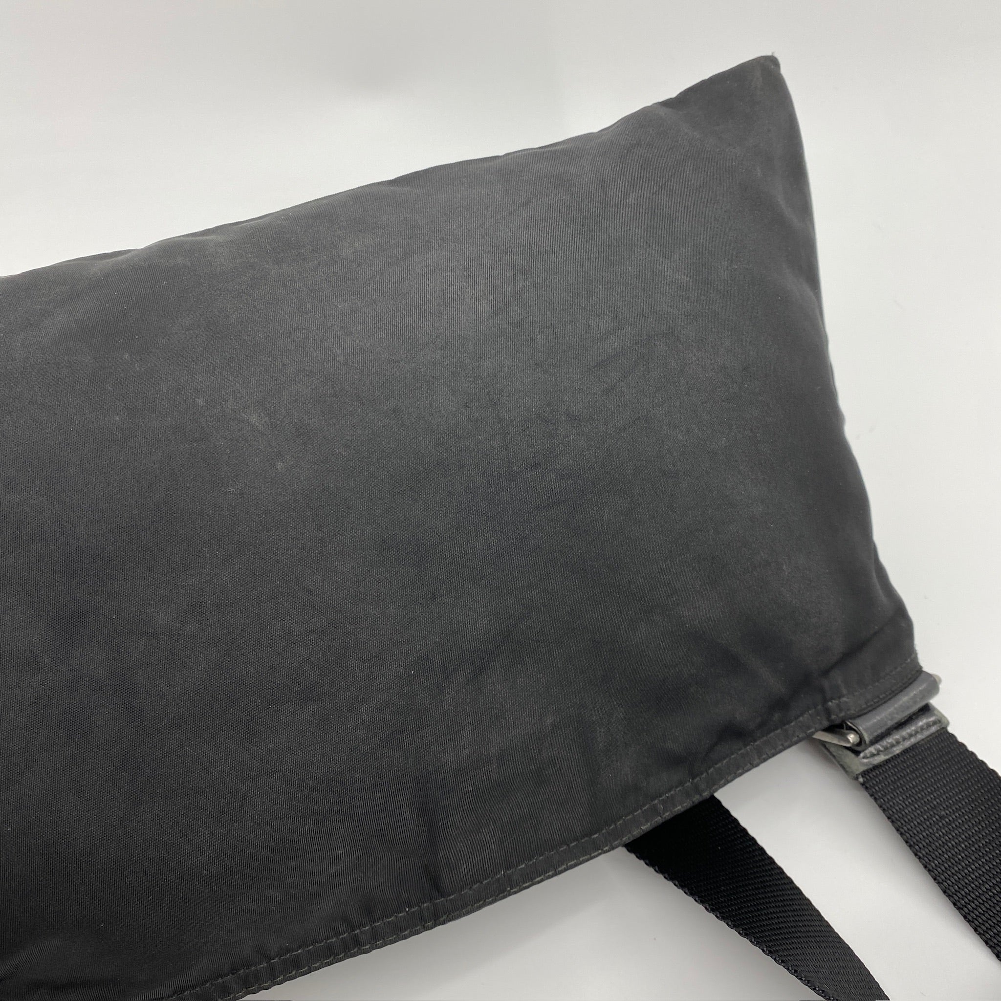 Nylon Flat Crossbody Bag Black
