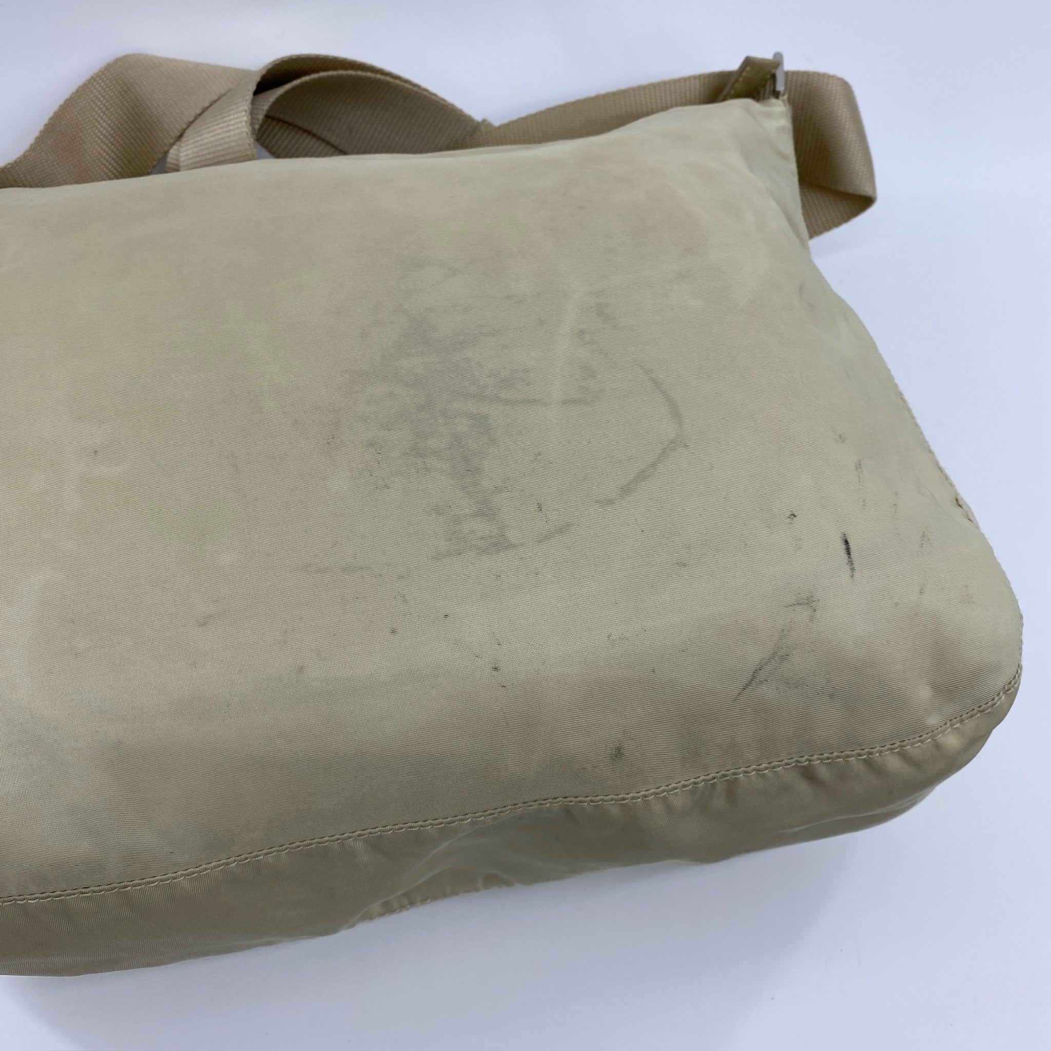Nylon Messenger Large Crossbody Off White