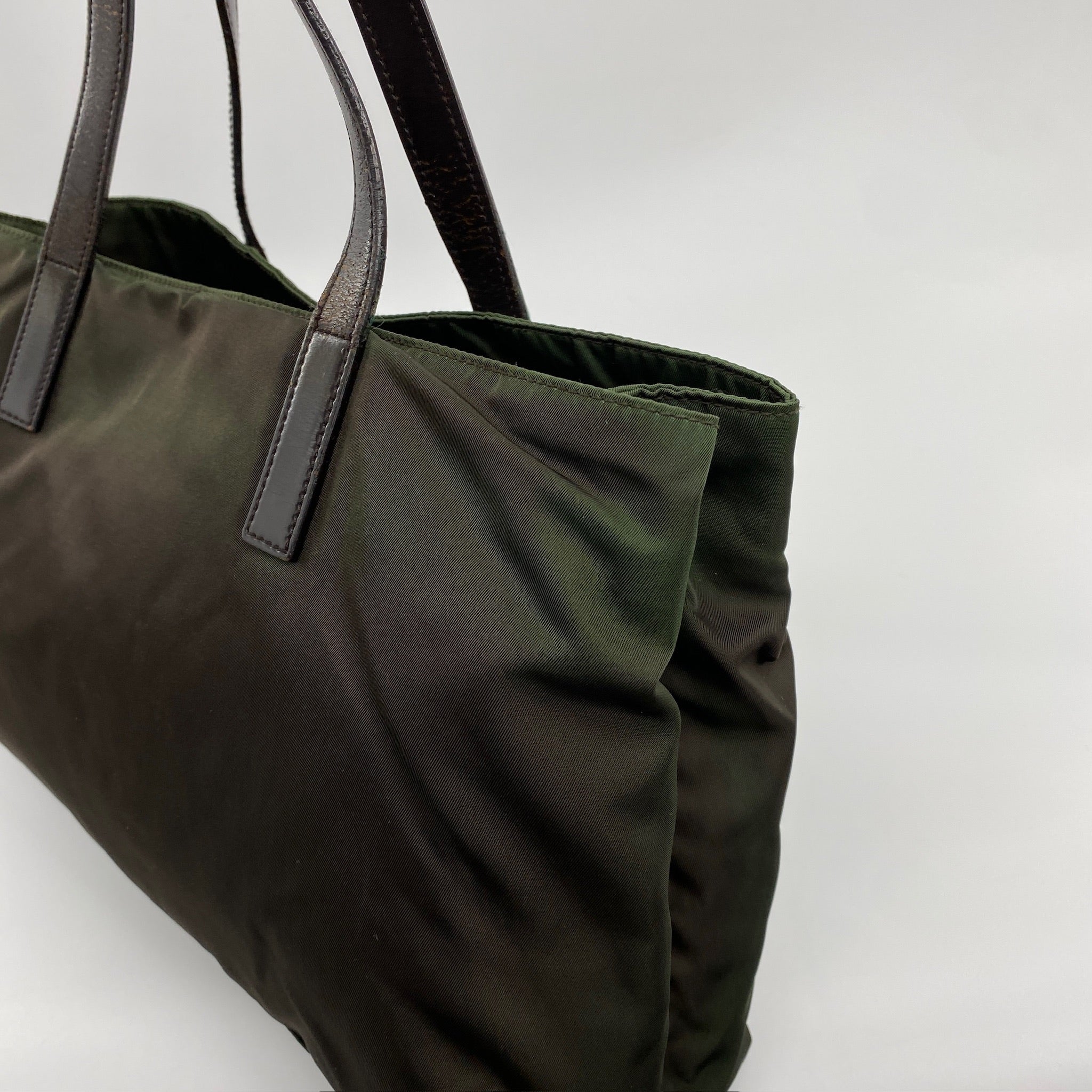 Nylon Tote Shoulder Bag Brown