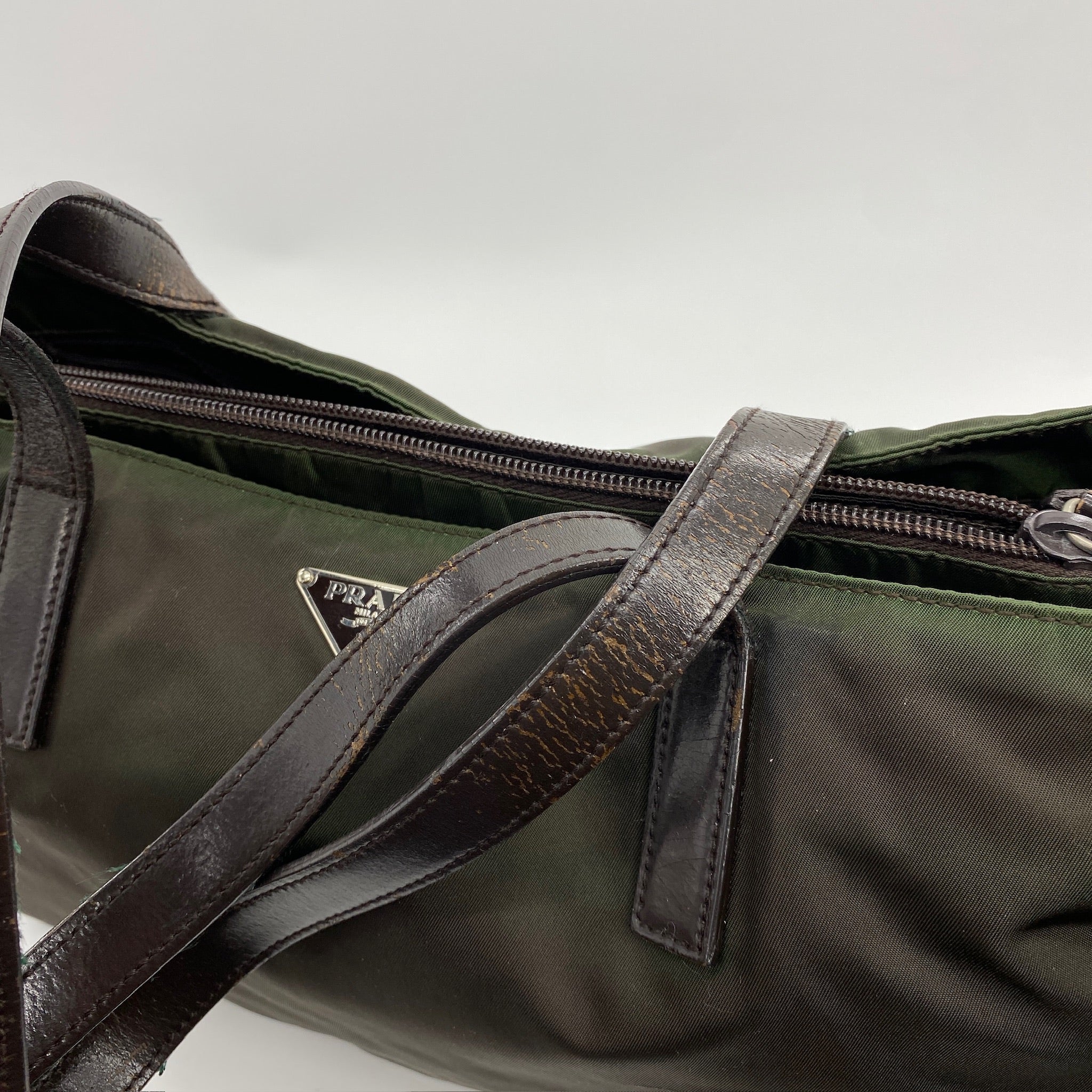 Nylon Tote Shoulder Bag Brown