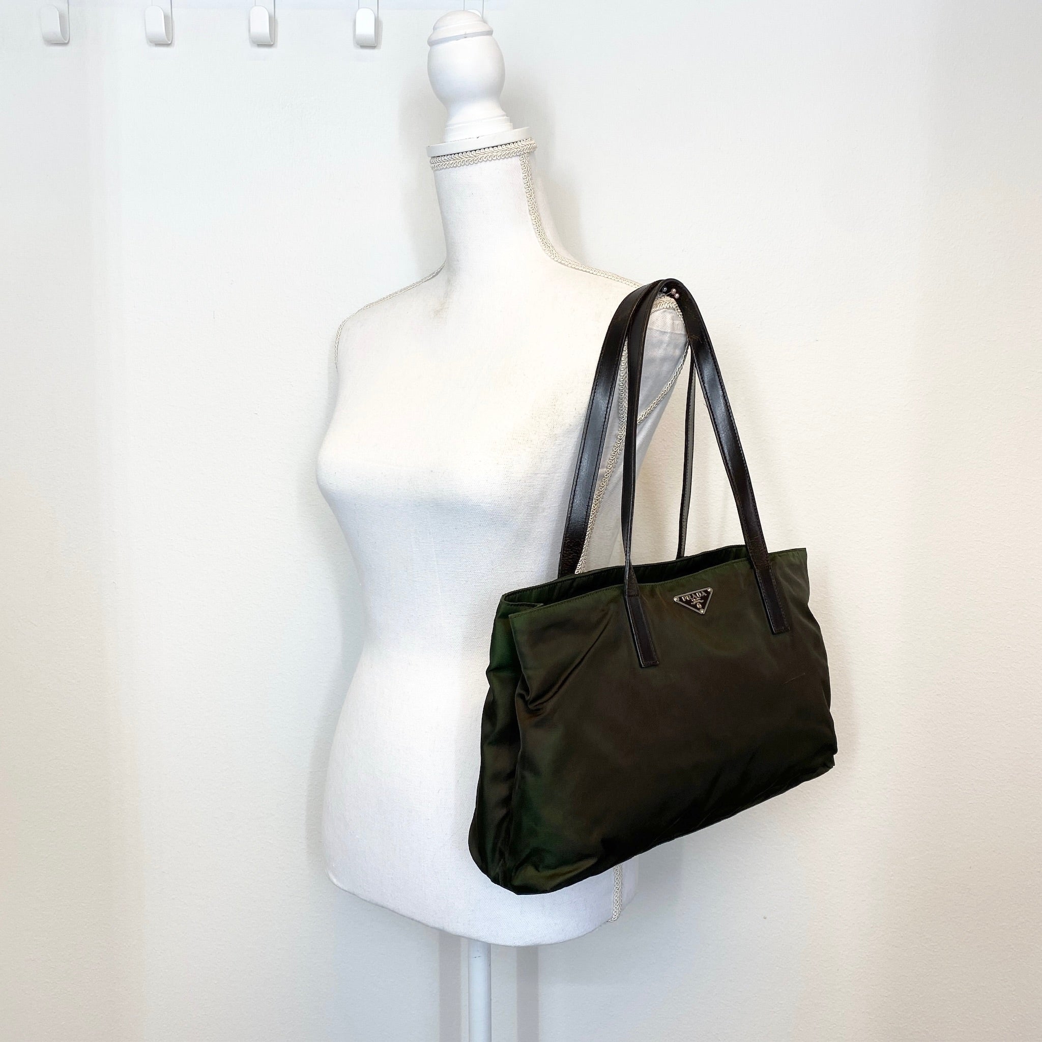 Nylon Tote Shoulder Bag Brown