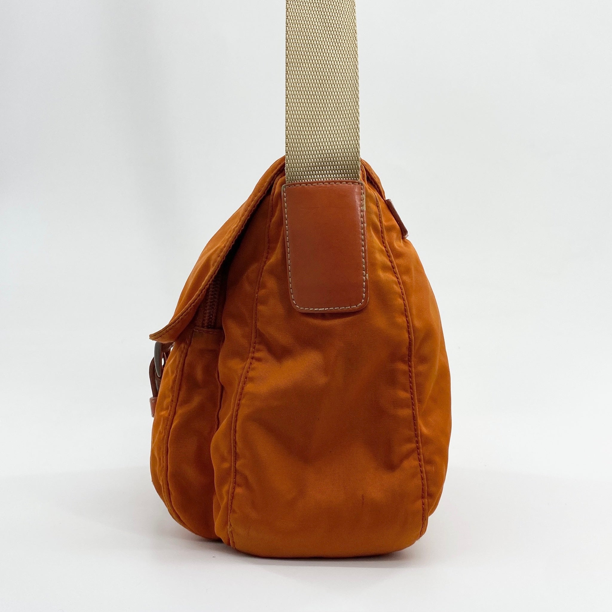 Nylon Messenger Small Crossbody Orange