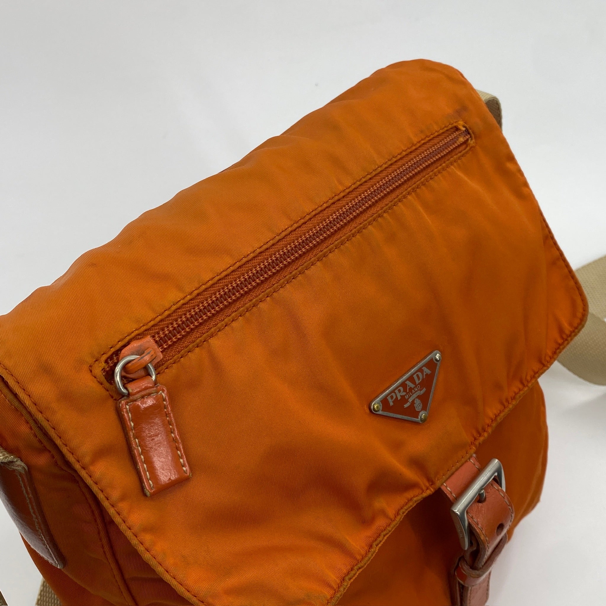 Nylon Messenger Small Crossbody Orange