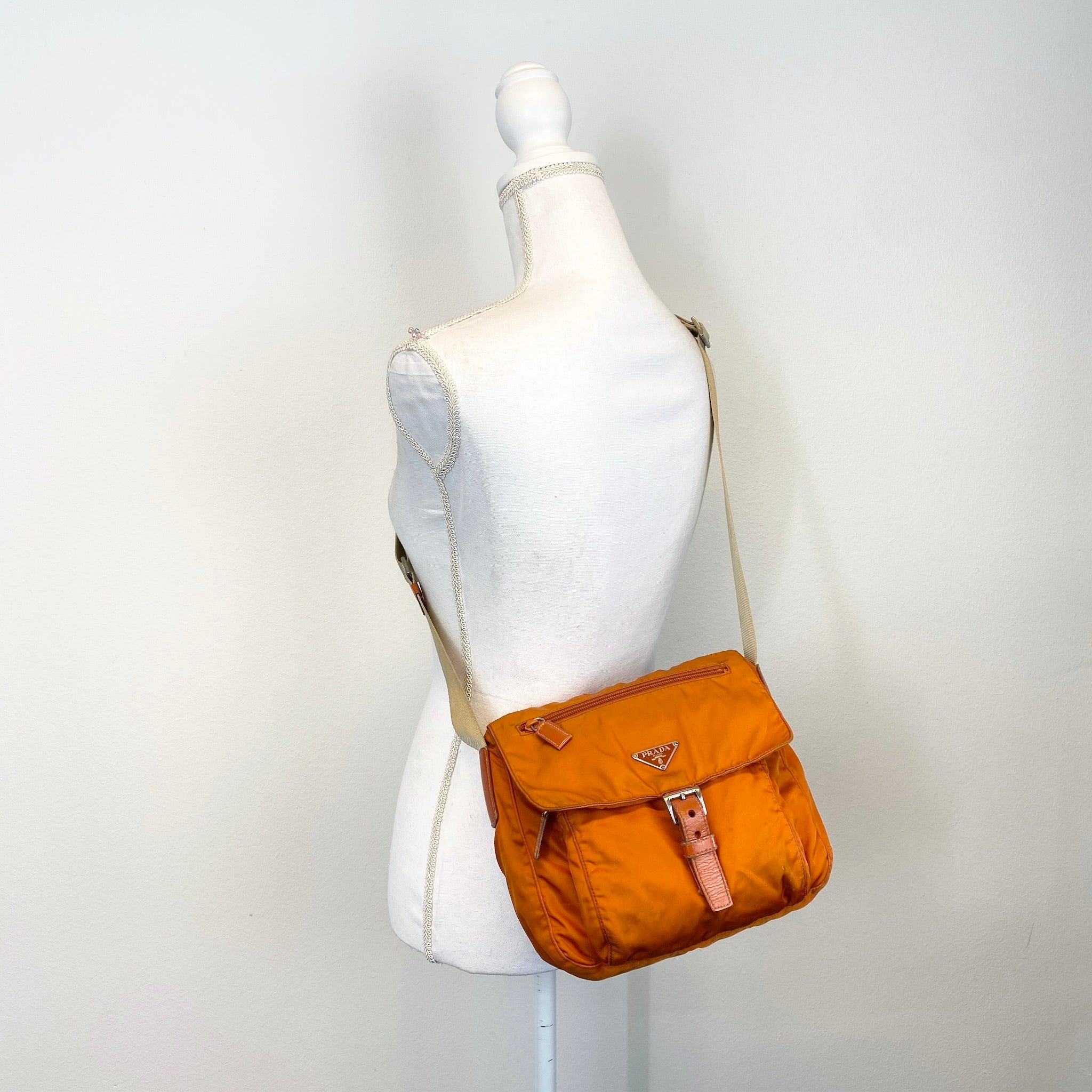 Nylon Messenger Small Crossbody Orange