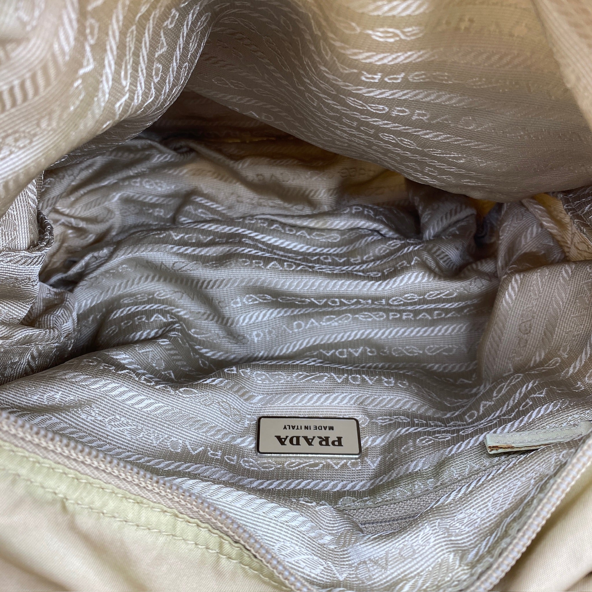 Nylon Messenger Medium Crossbody Beige
