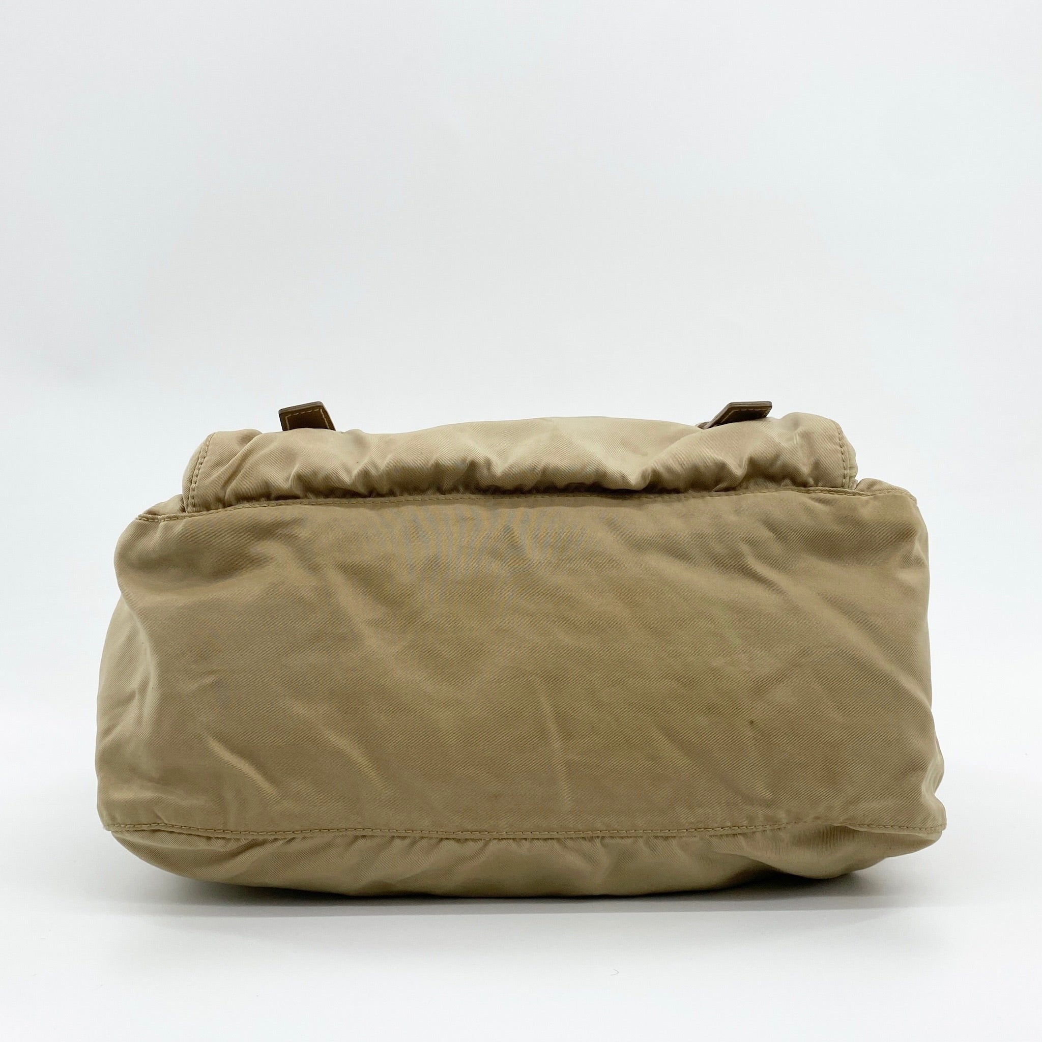 Nylon Messenger Medium Crossbody Beige