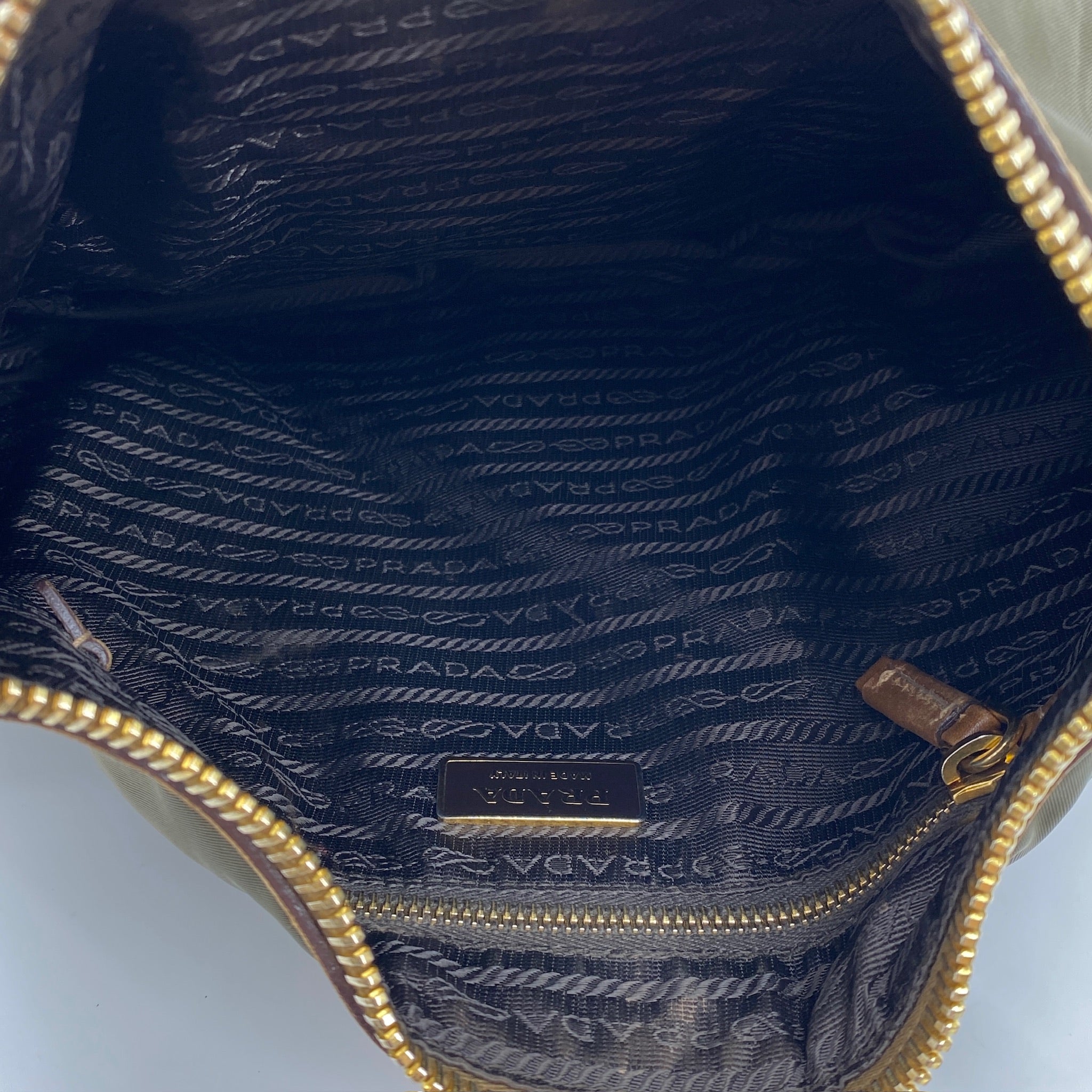 Nylon Shoulder Bag Green Brown