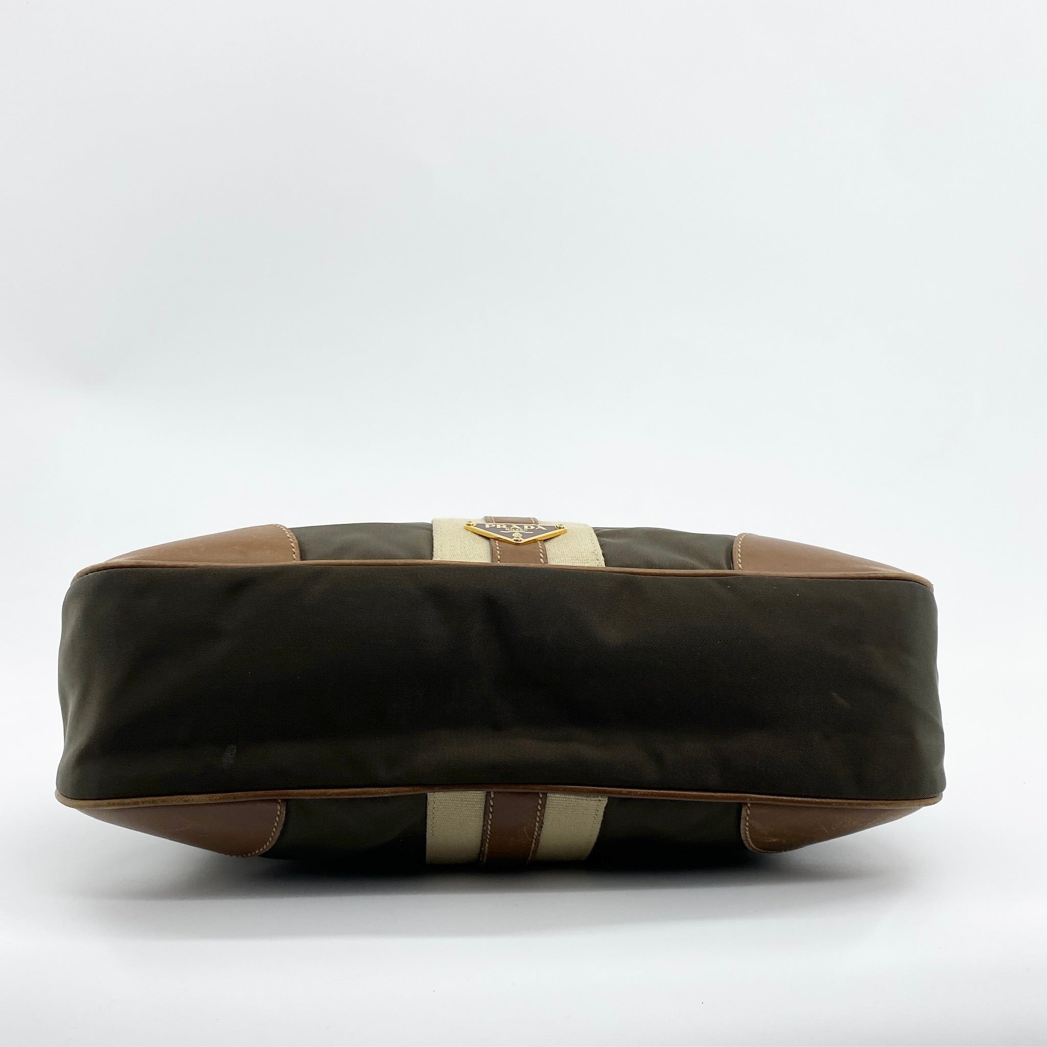 Nylon Shoulder Bag Green Brown