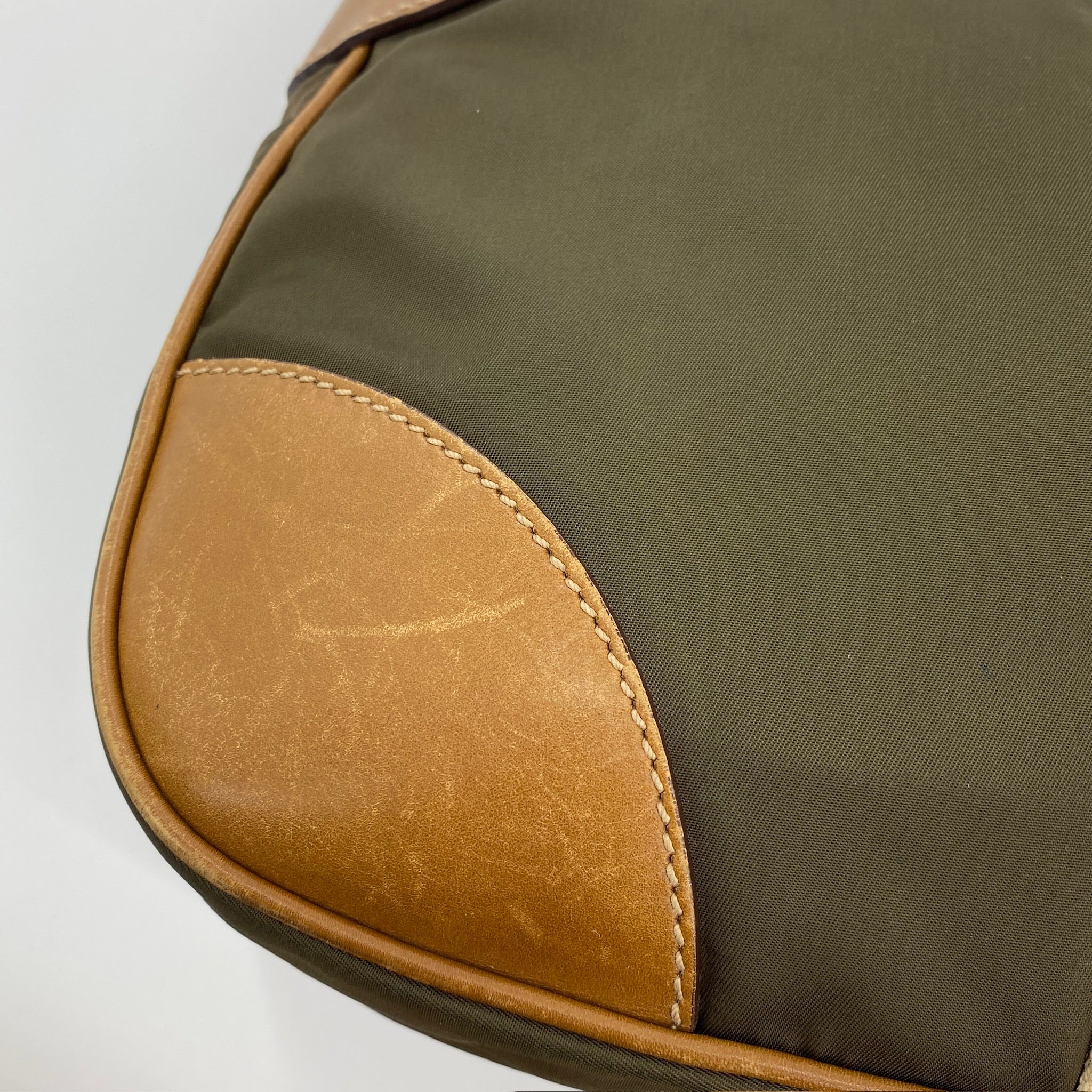 Nylon Shoulder Bag Green Brown