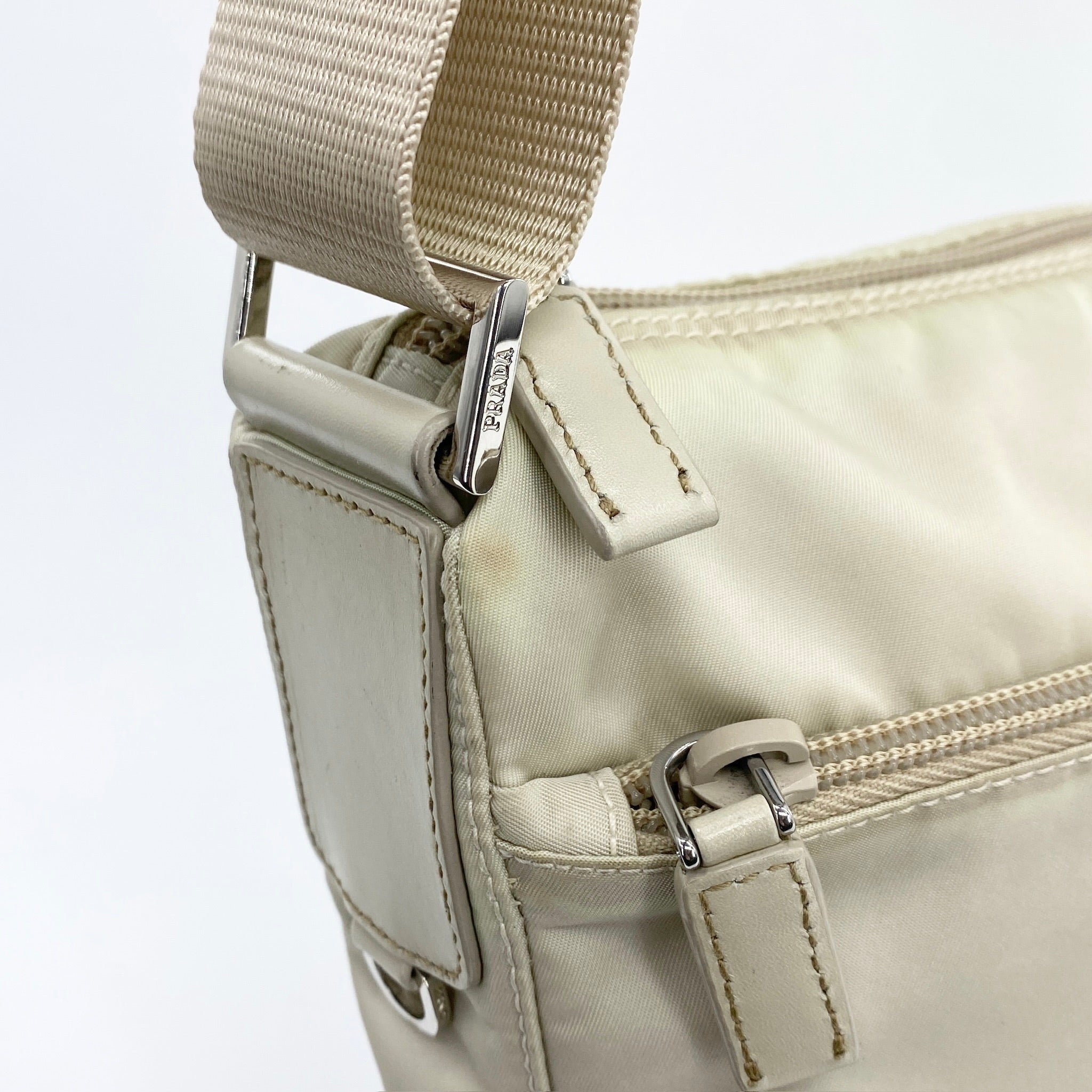 Nylon Messenger Crossbody Off White - Vintage Luxuries