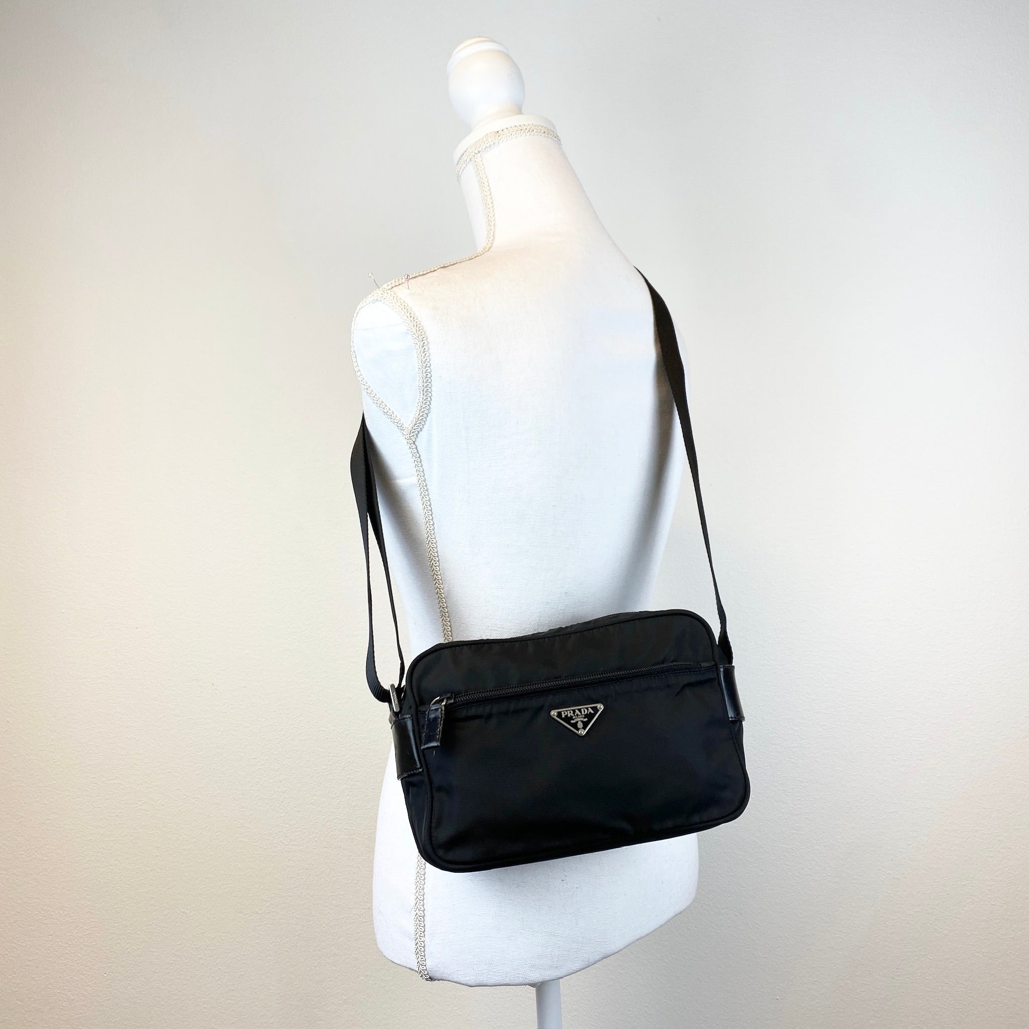 Nylon Camera Crossbody Small Black - Vintage Luxuries