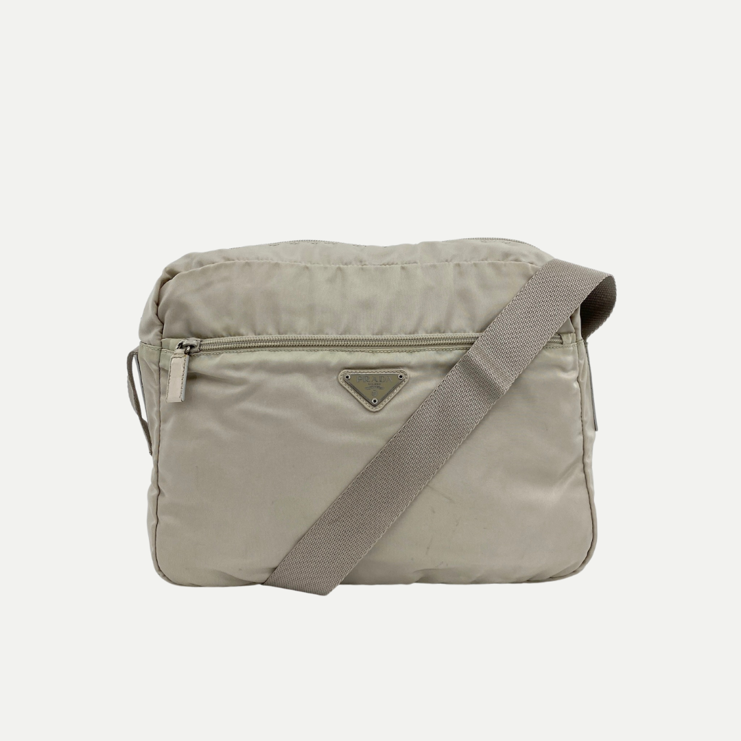 Nylon Messenger Crossbody Beige