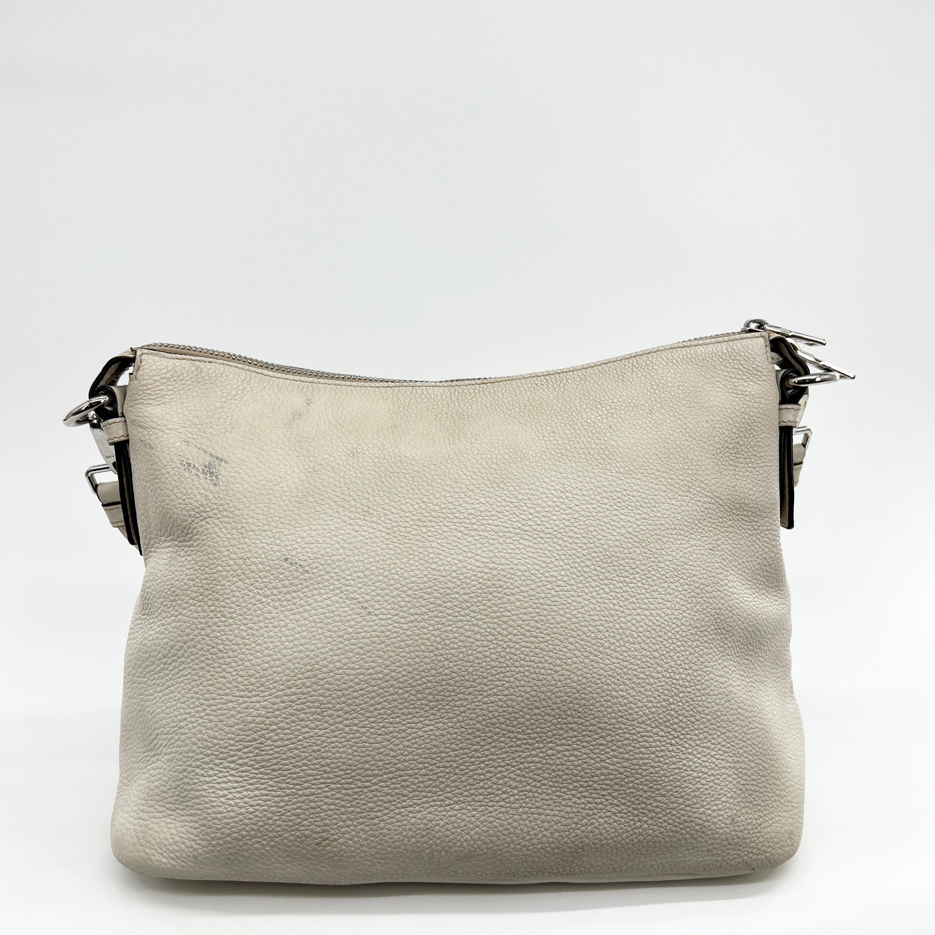 Leather Hobo Shoulder Bag Off White - Vintage Luxuries