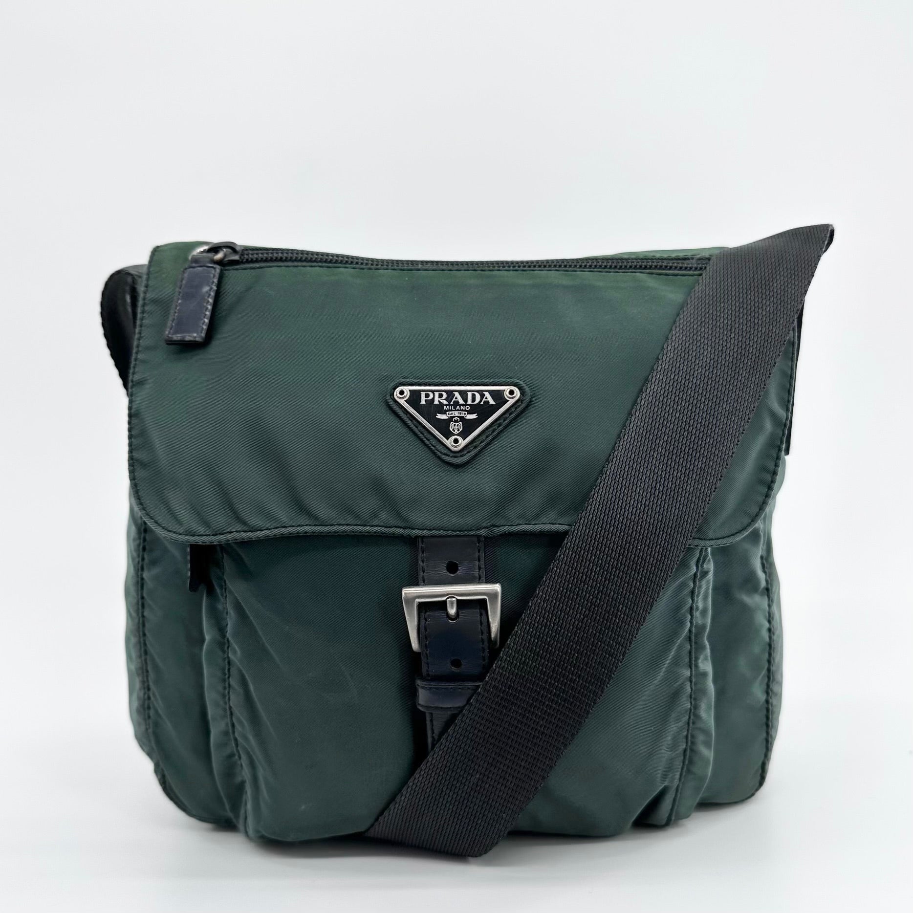 Nylon Messenger Small Crossbody Green - Vintage Luxuries