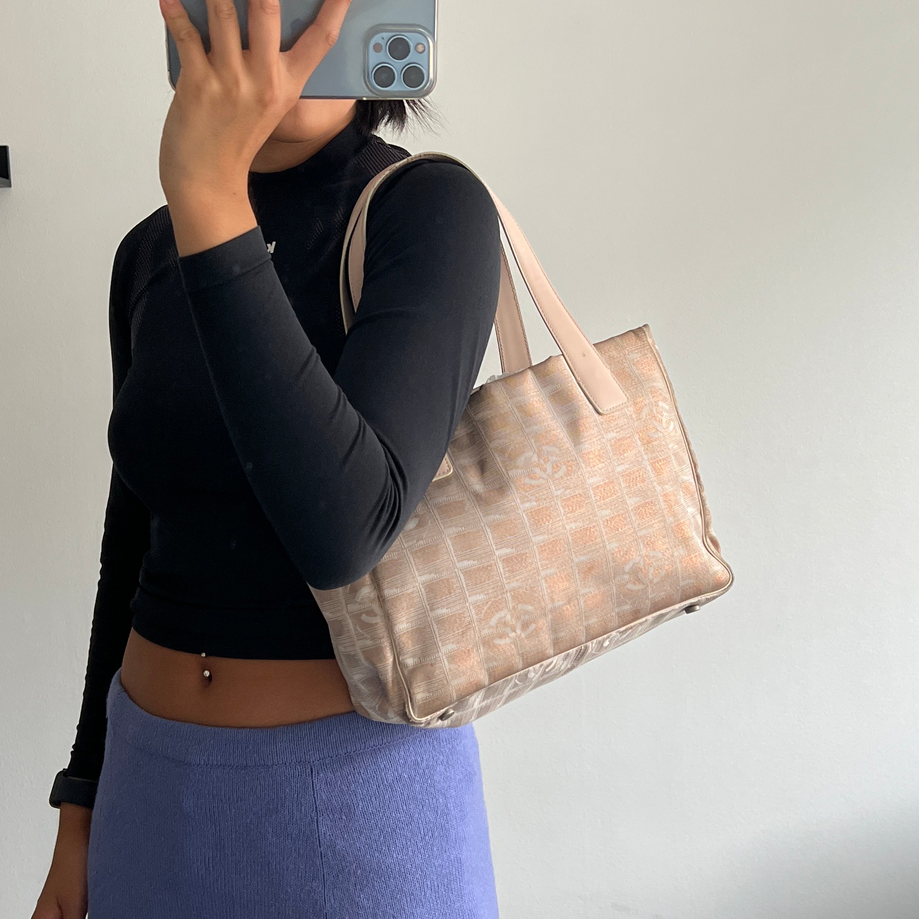Travel Line Tote Small Metallic Beige - Vintage Luxuries