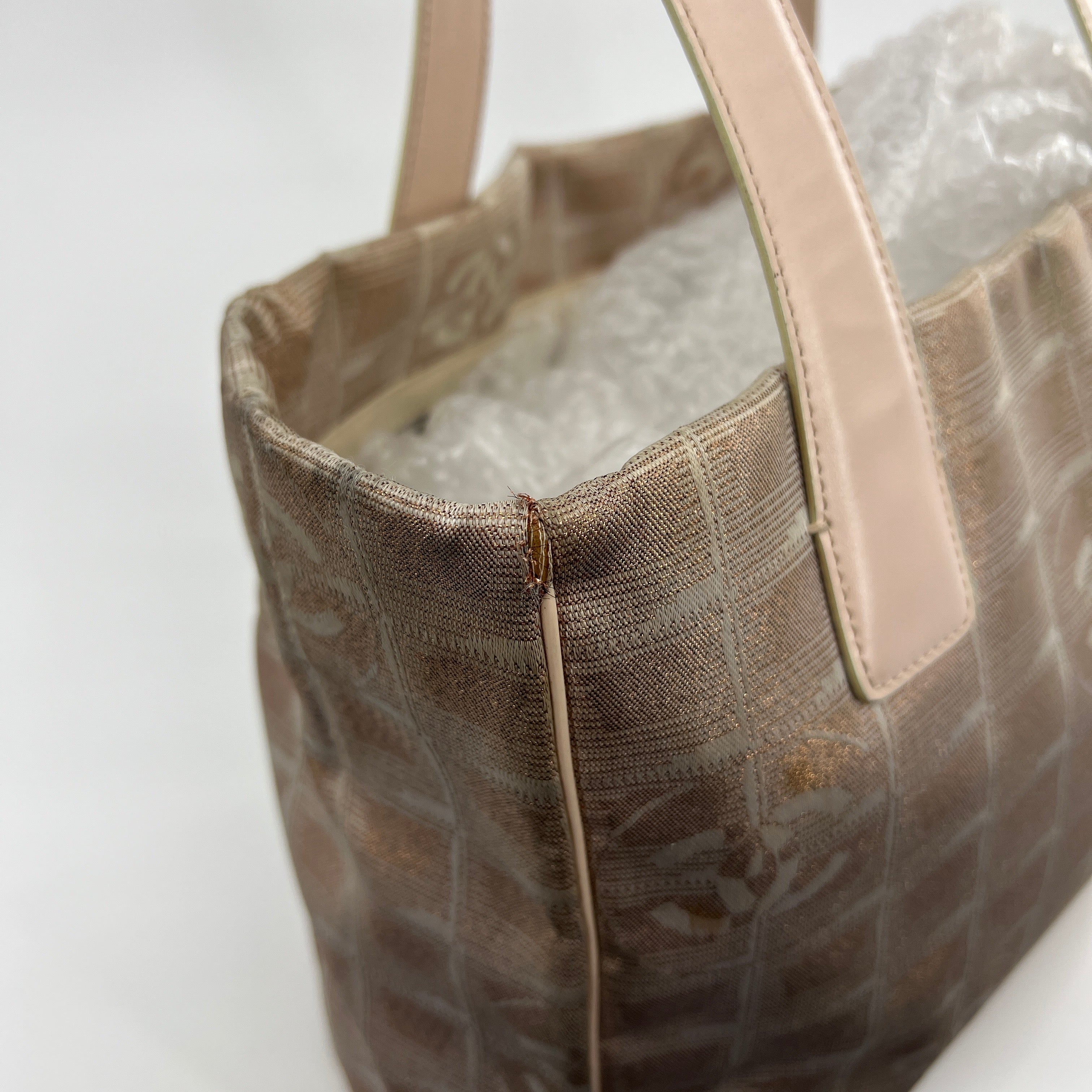 Travel Line Tote Small Metallic Beige - Vintage Luxuries