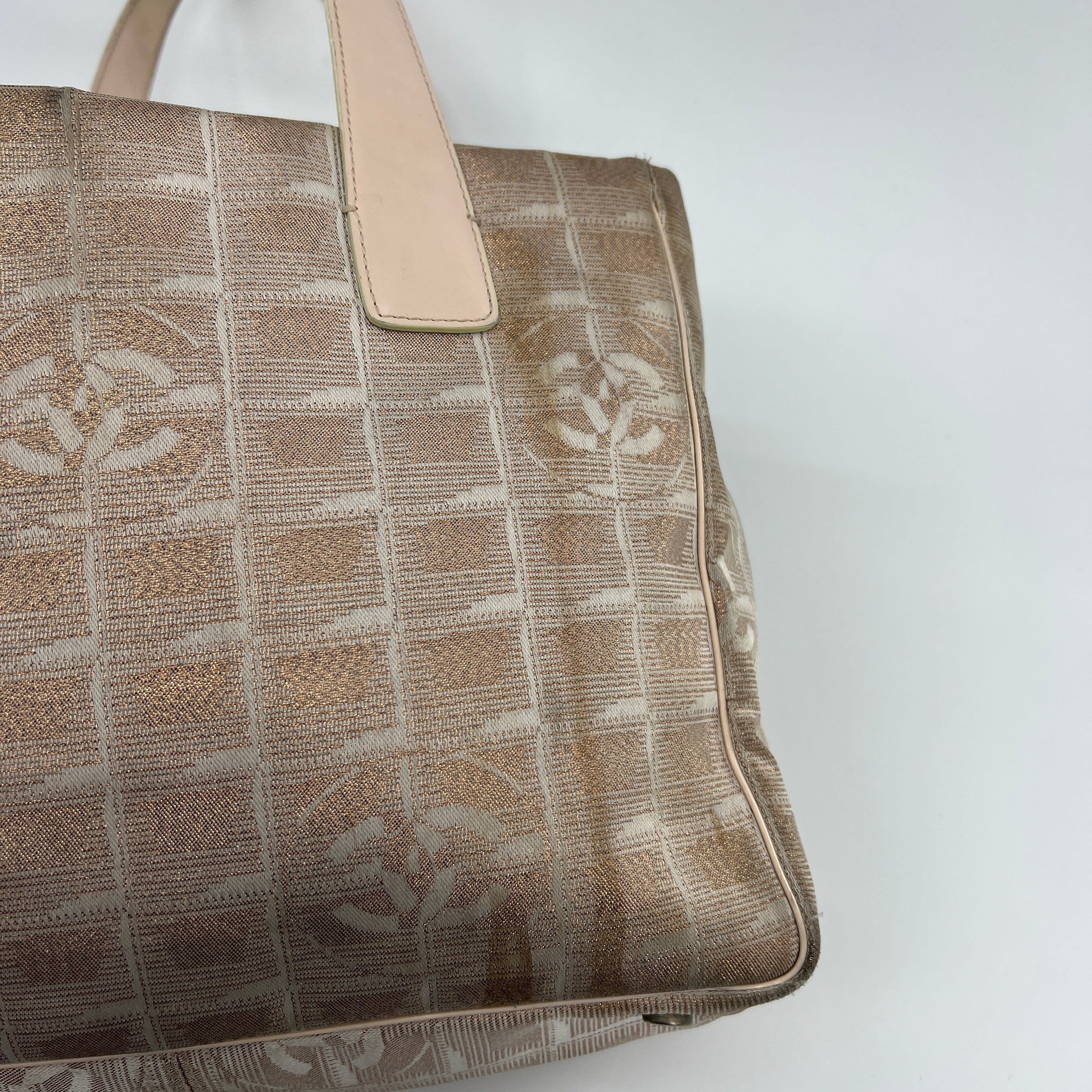 Travel Line Tote Small Metallic Beige - Vintage Luxuries