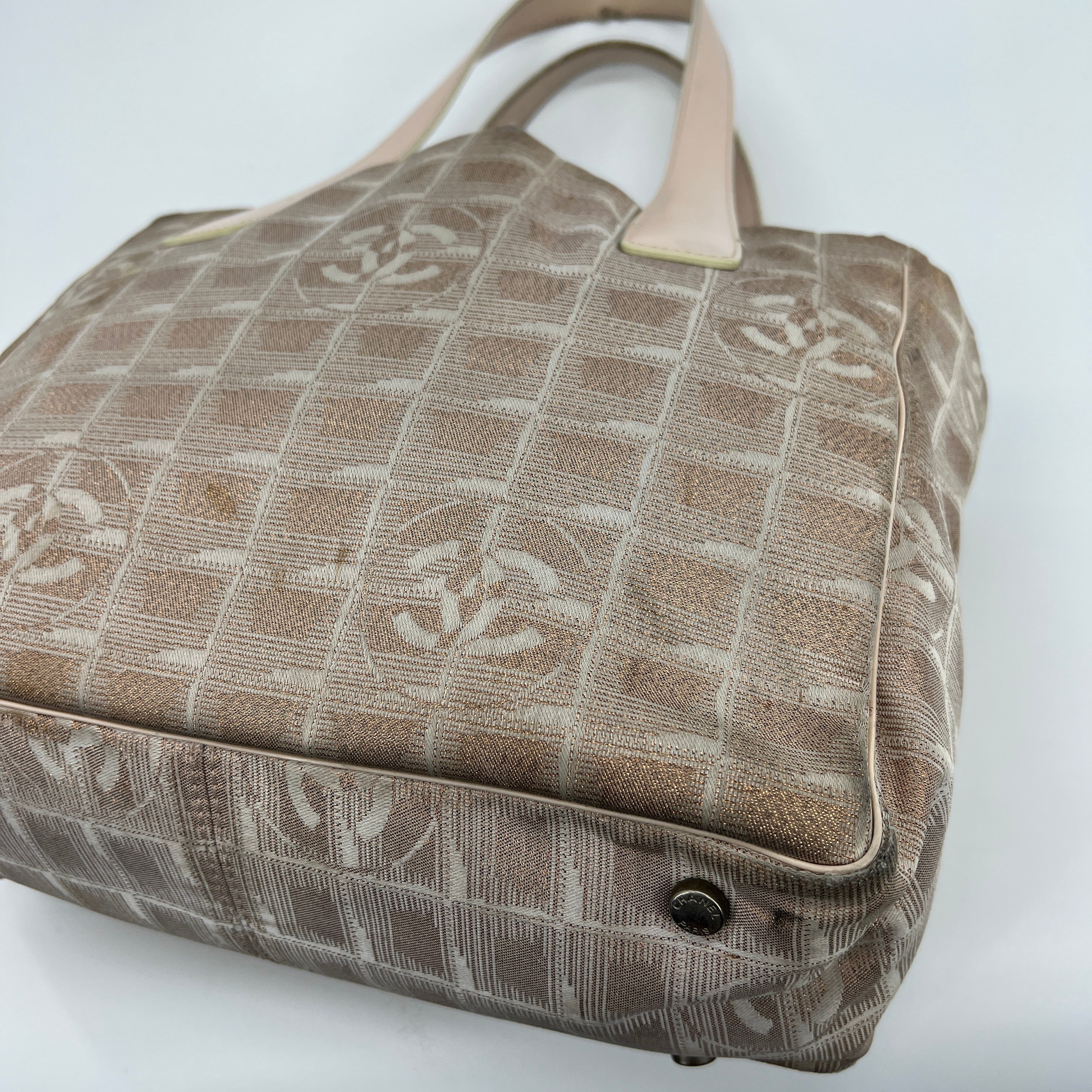 Travel Line Tote Small Metallic Beige - Vintage Luxuries