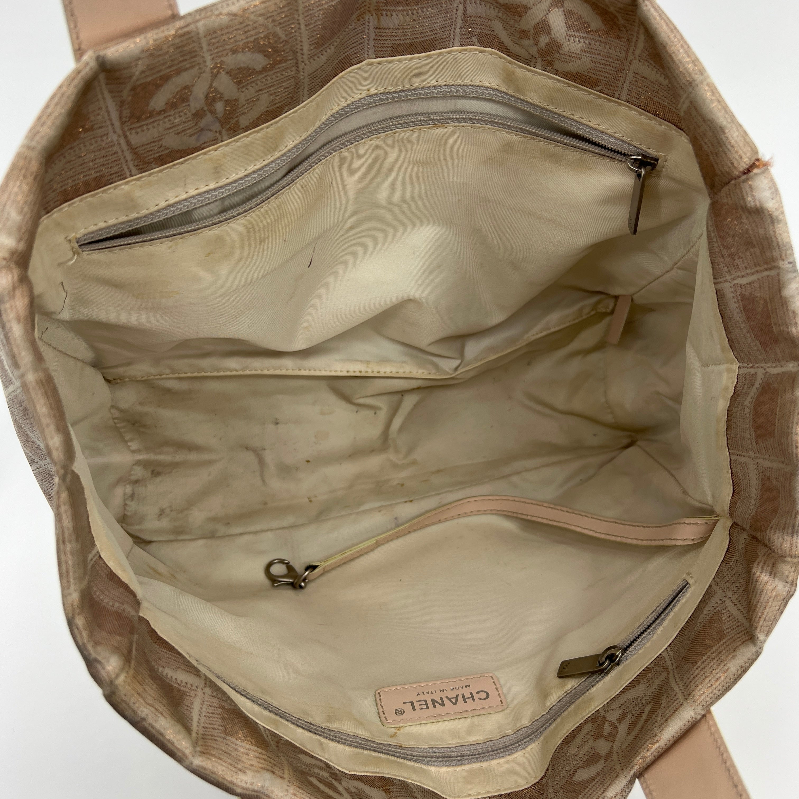 Travel Line Tote Small Metallic Beige - Vintage Luxuries
