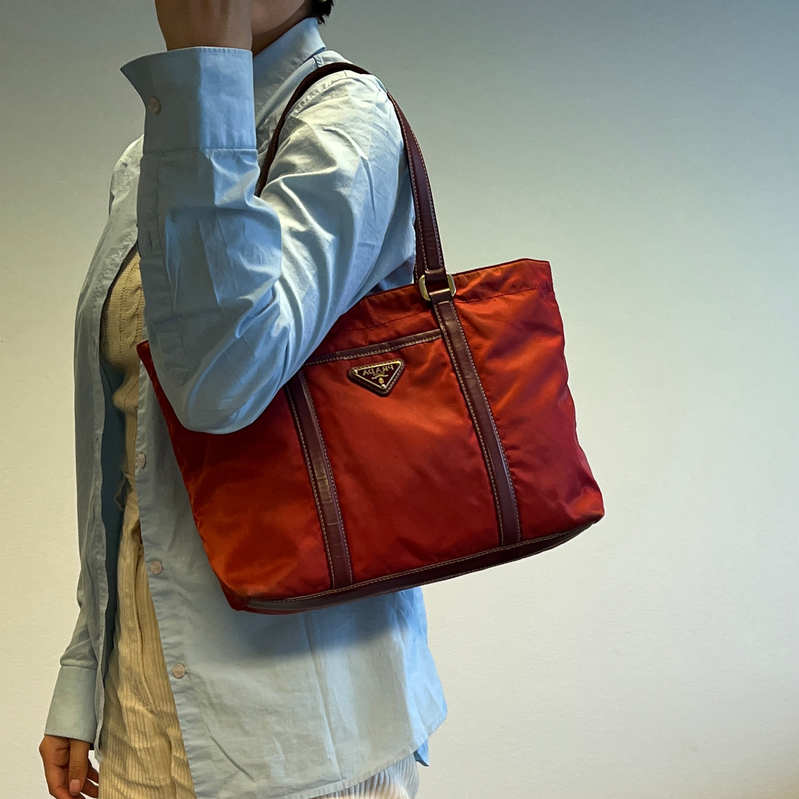 Nylon Tote Small Red - Vintage Luxuries