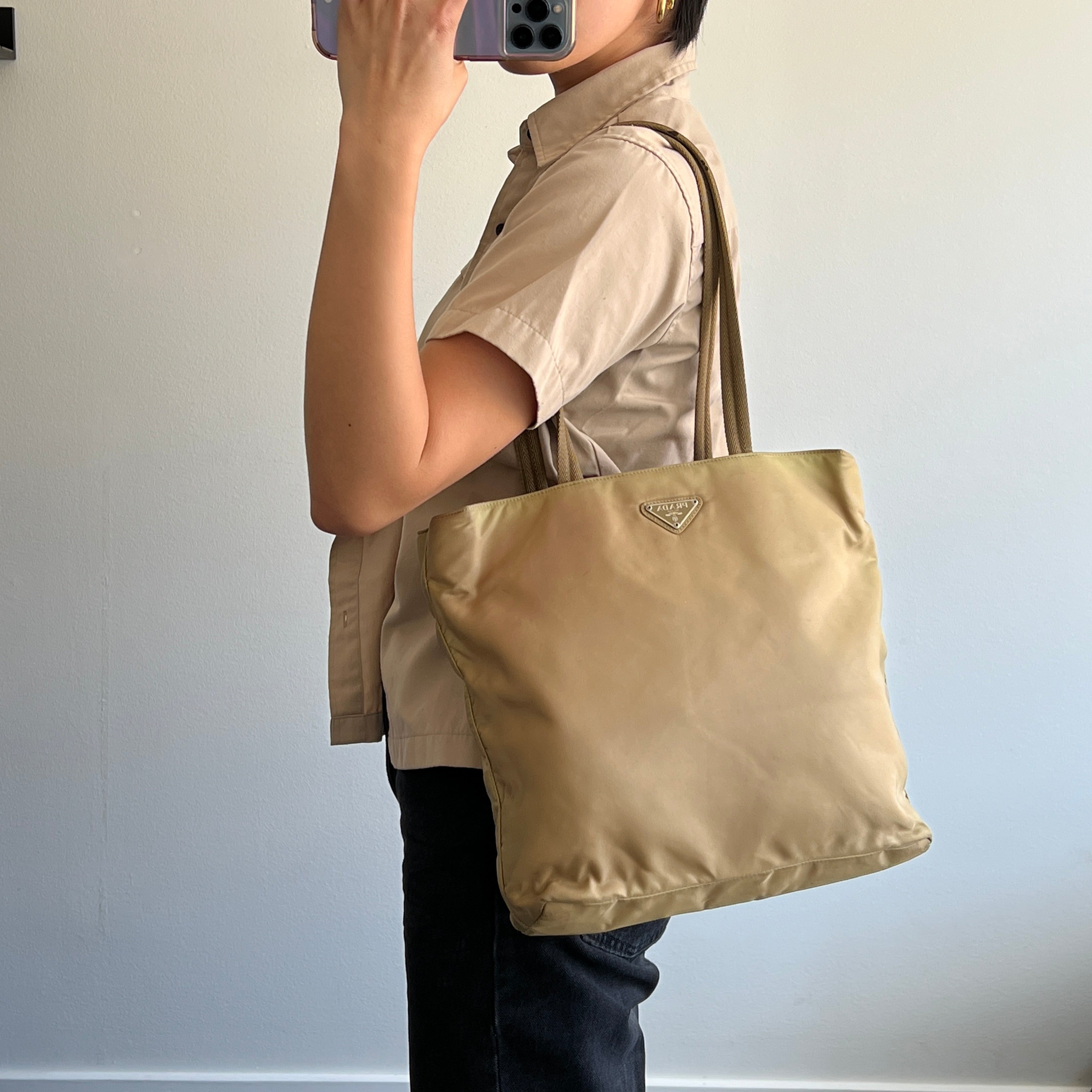 Nylon Tote Beige - Vintage Luxuries