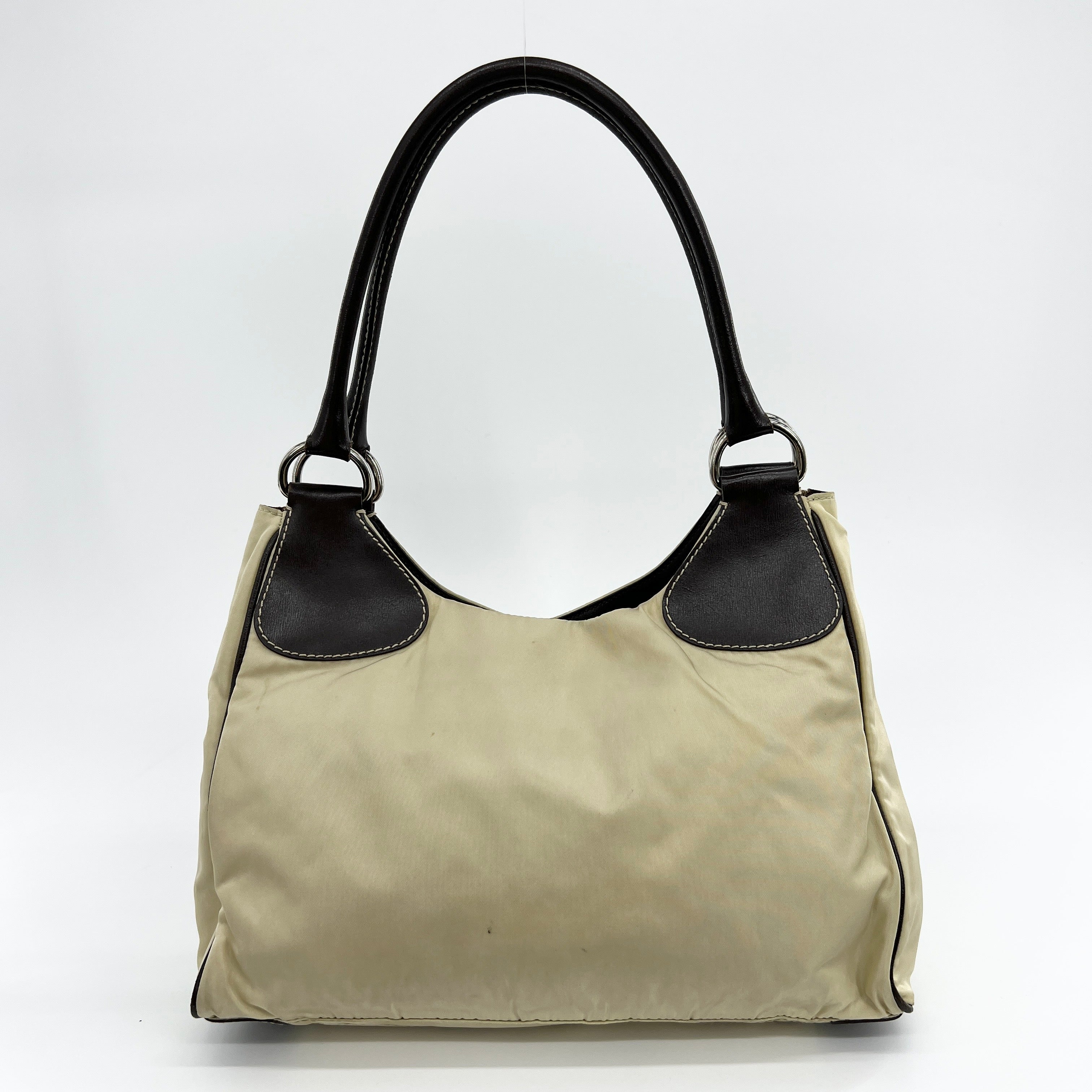Nylon Shoulder Bag Beige Brown - Vintage Luxuries