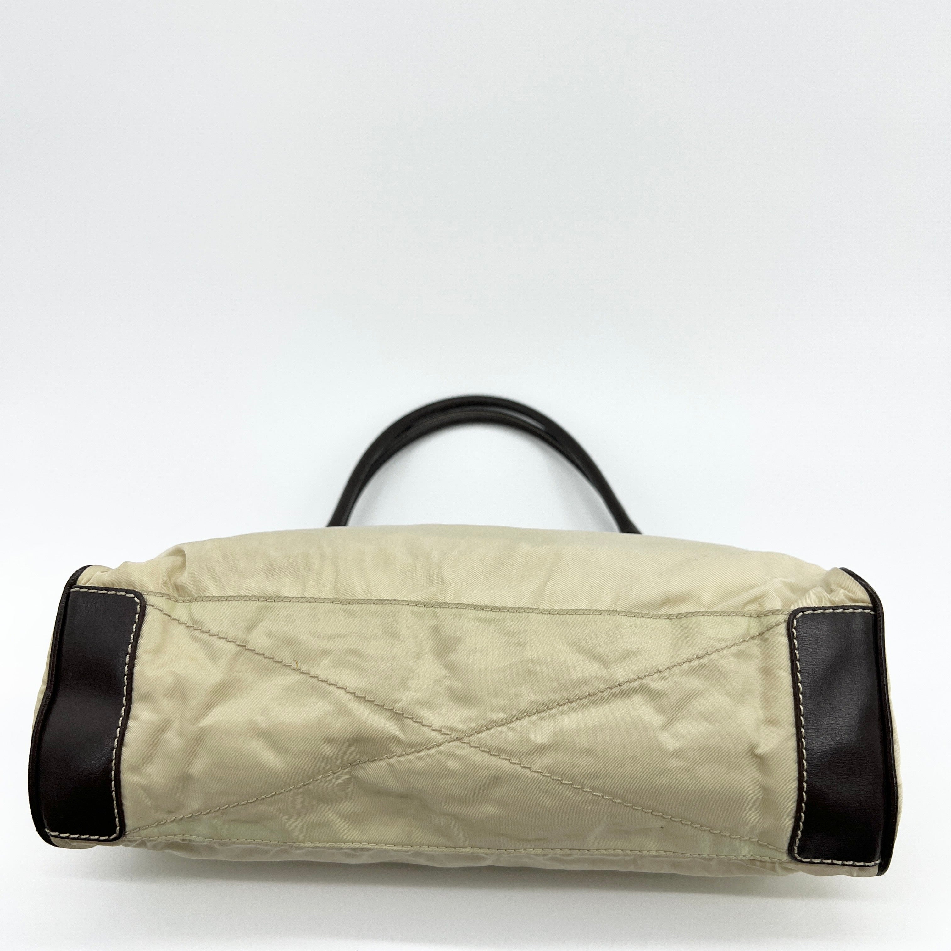 Nylon Shoulder Bag Beige Brown - Vintage Luxuries