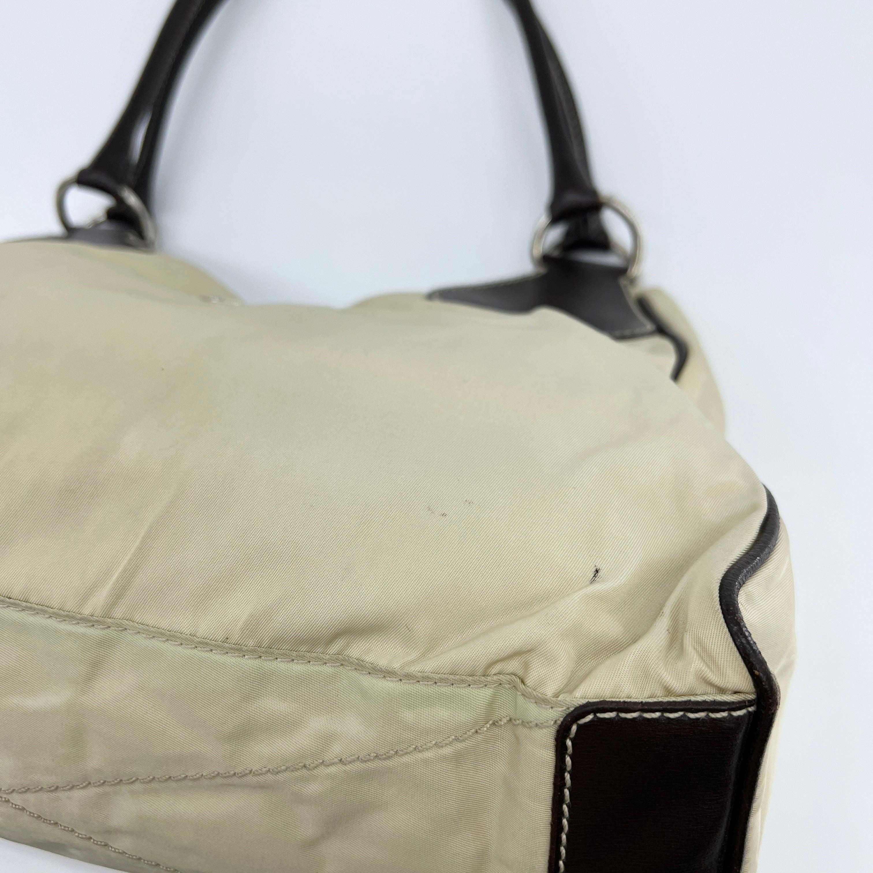 Nylon Shoulder Bag Beige Brown - Vintage Luxuries