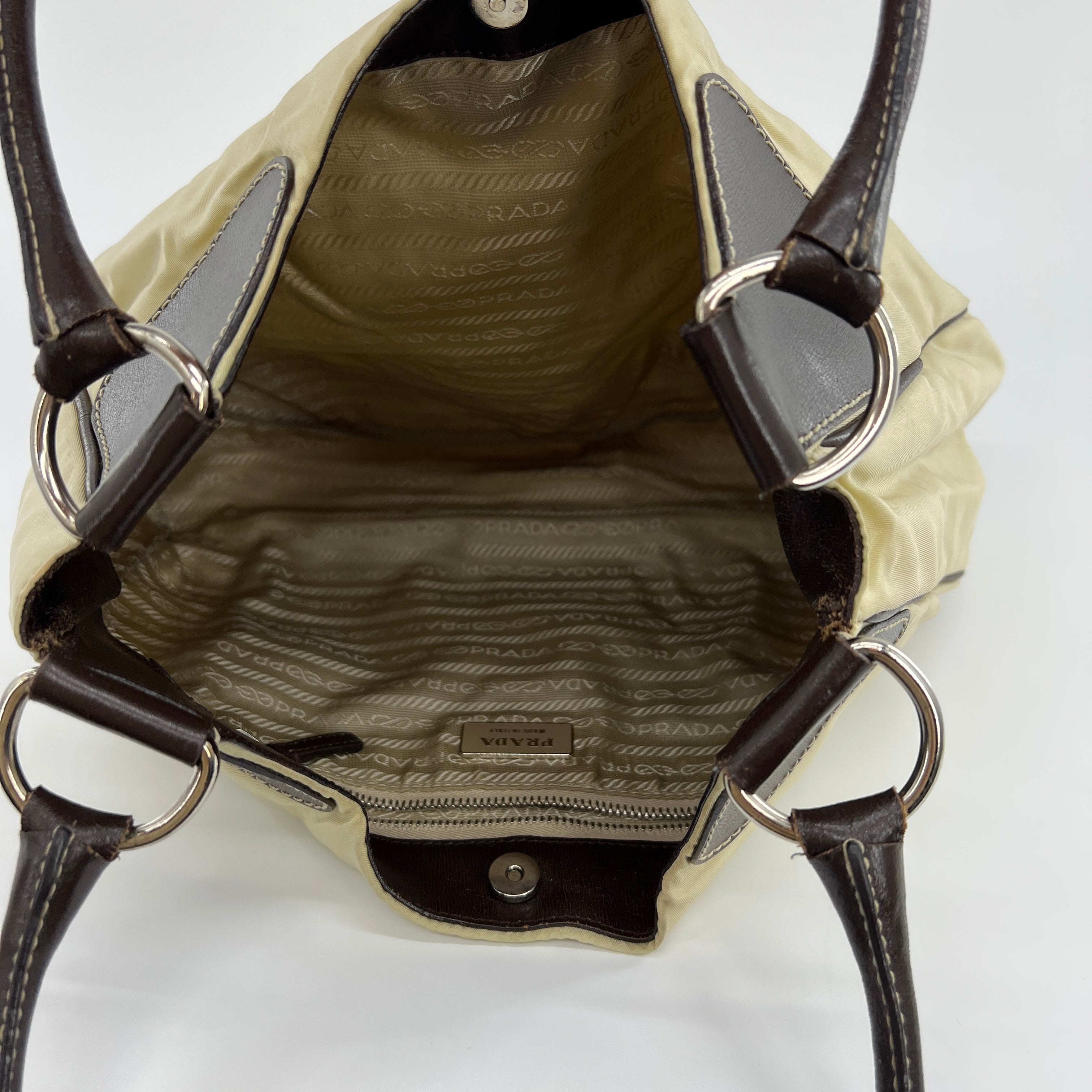 Nylon Shoulder Bag Beige Brown - Vintage Luxuries