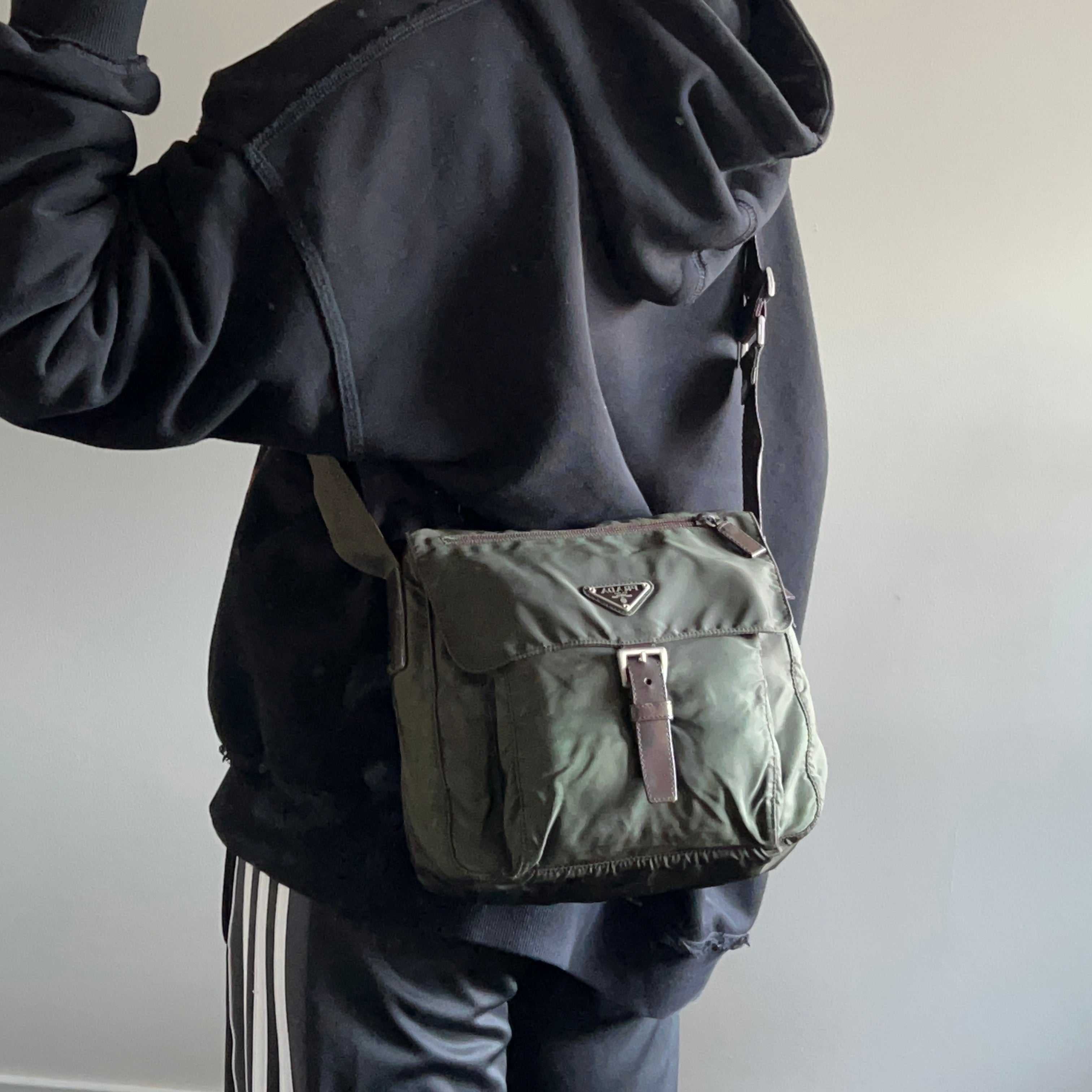 Nylon Messenger Small Crossbody Green - Vintage Luxuries