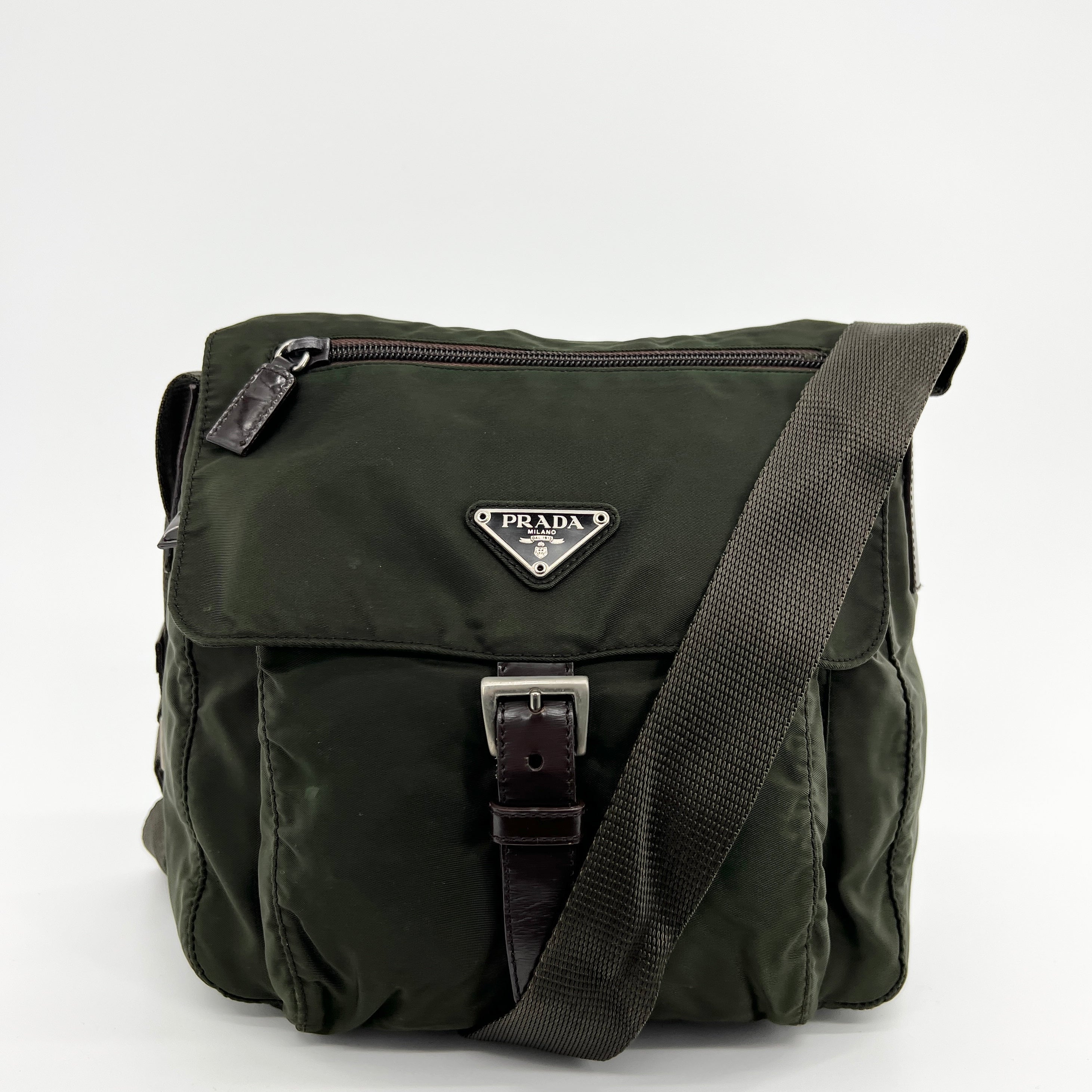 Nylon Messenger Small Crossbody Green - Vintage Luxuries