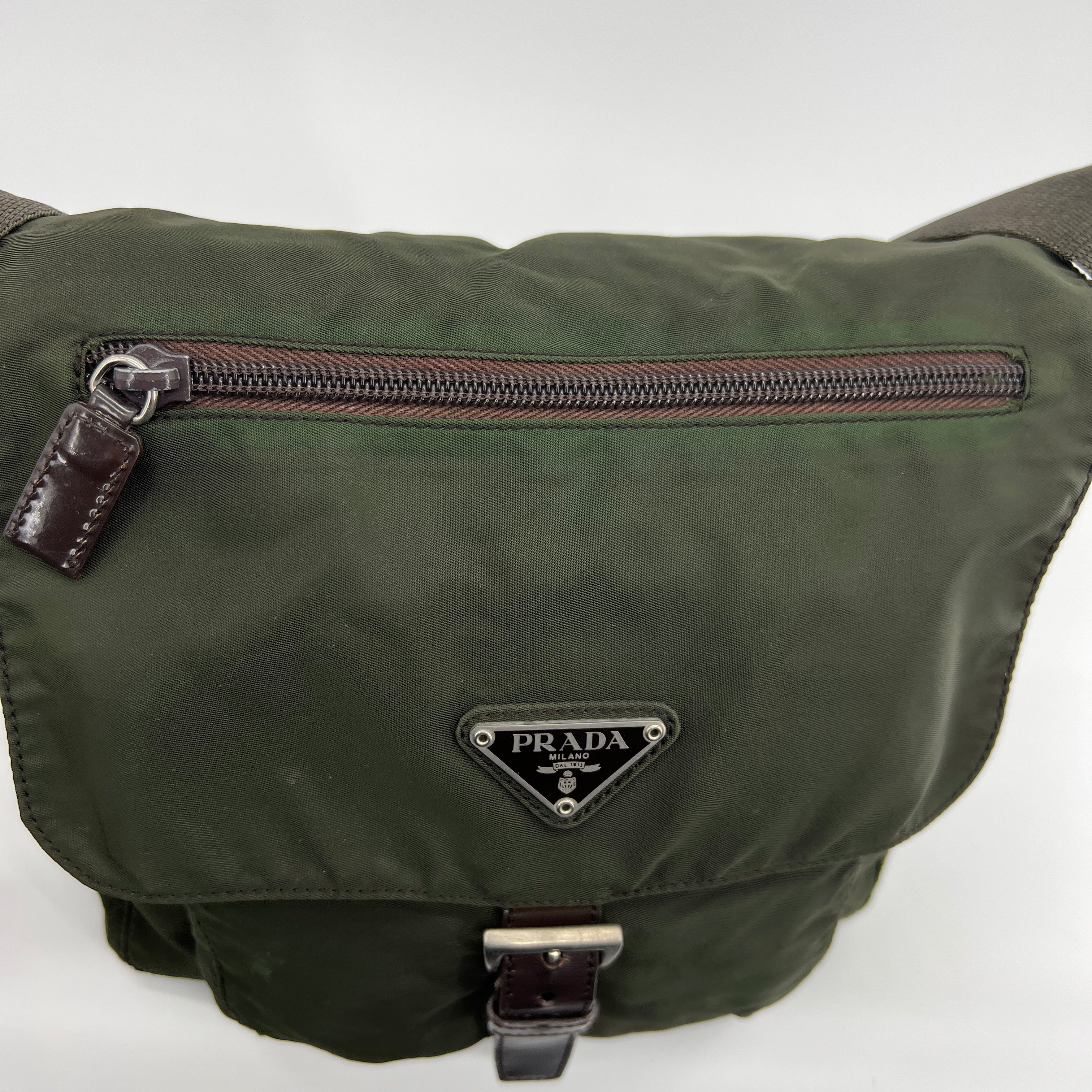 Nylon Messenger Small Crossbody Green - Vintage Luxuries