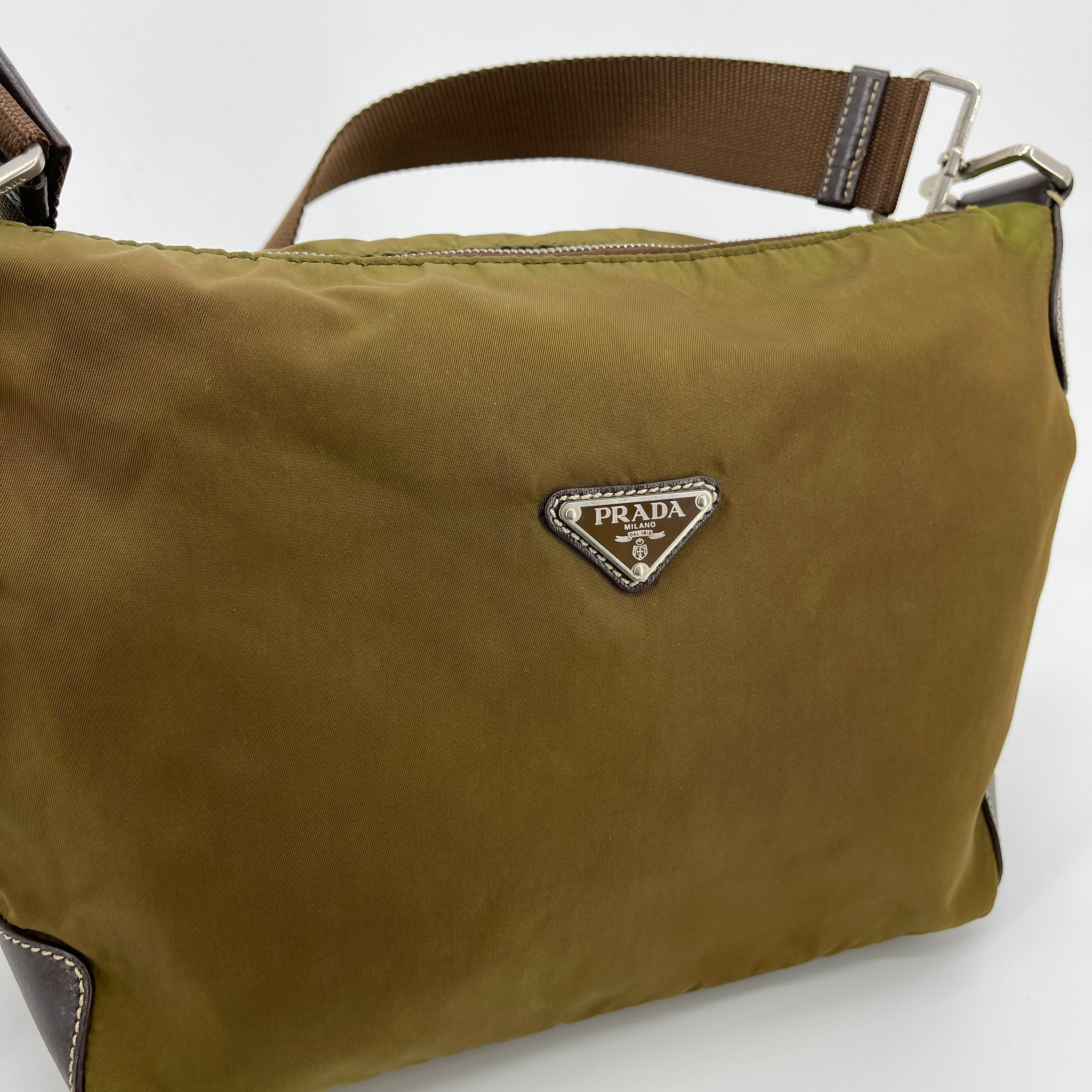 Nylon Hobo Bag Brown - Vintage Luxuries