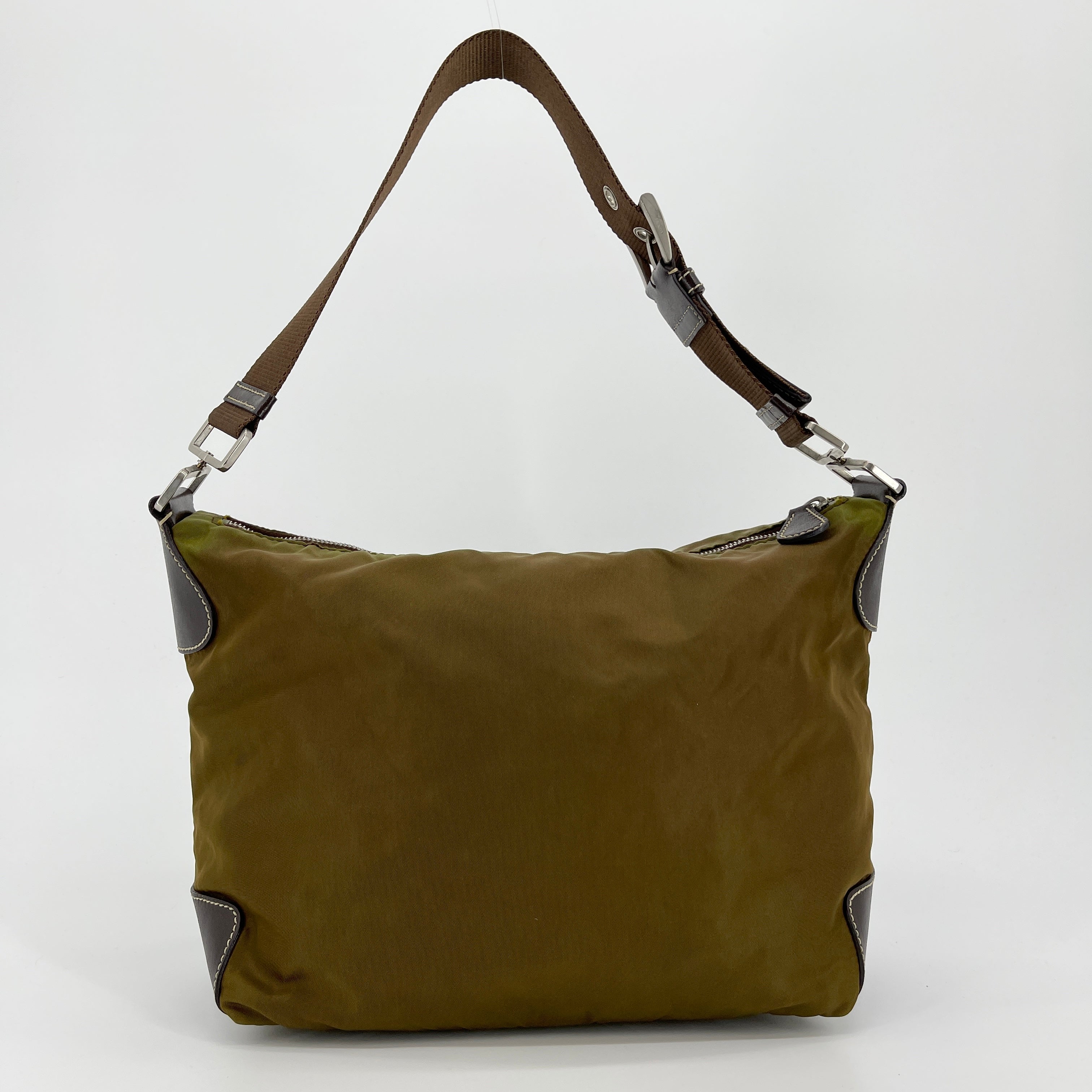 Nylon Hobo Bag Brown - Vintage Luxuries