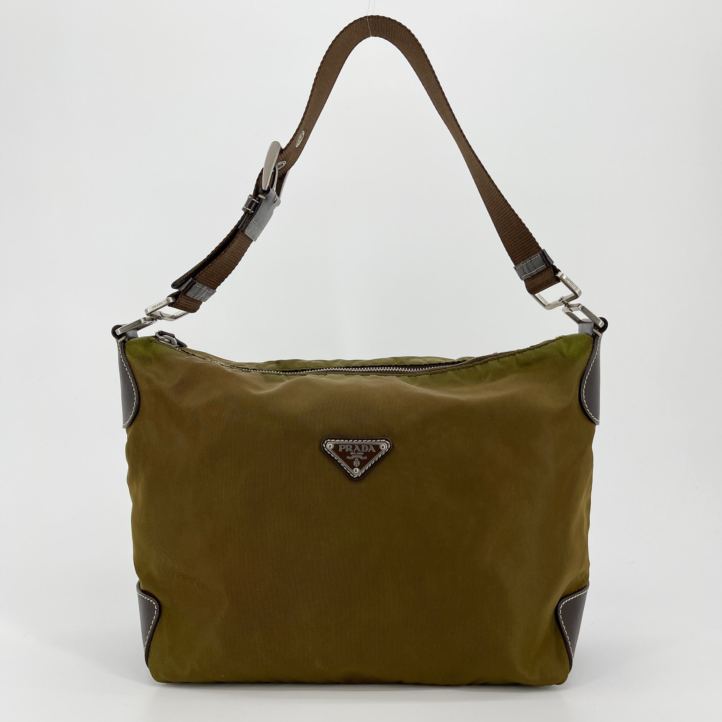 Nylon Hobo Bag Brown - Vintage Luxuries