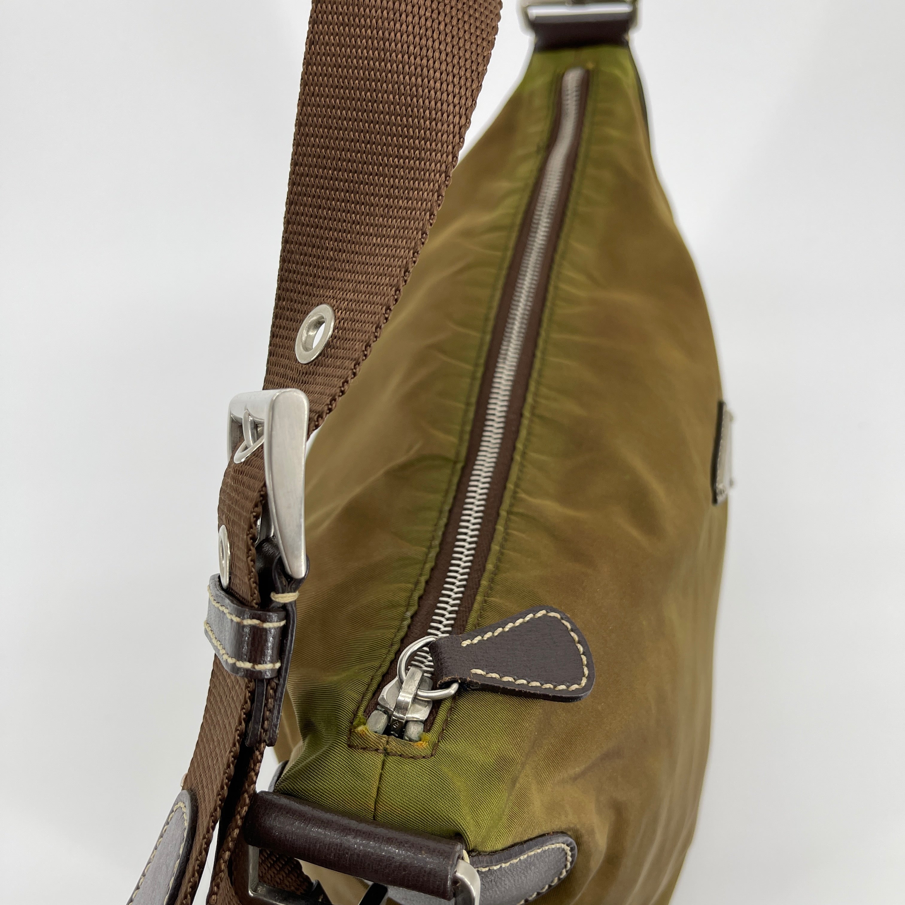 Nylon Hobo Bag Brown - Vintage Luxuries