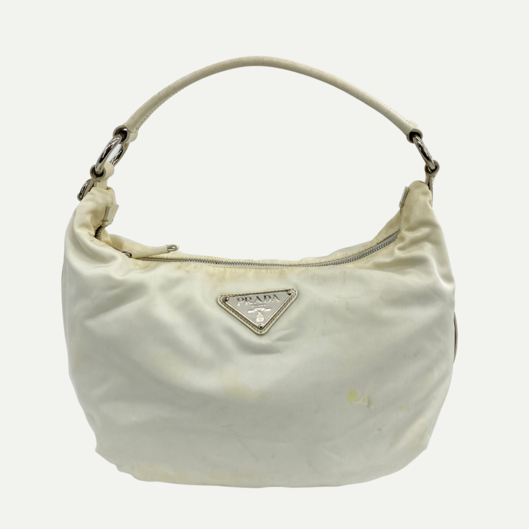 Nylon Hobo Shoulder Bag Off White