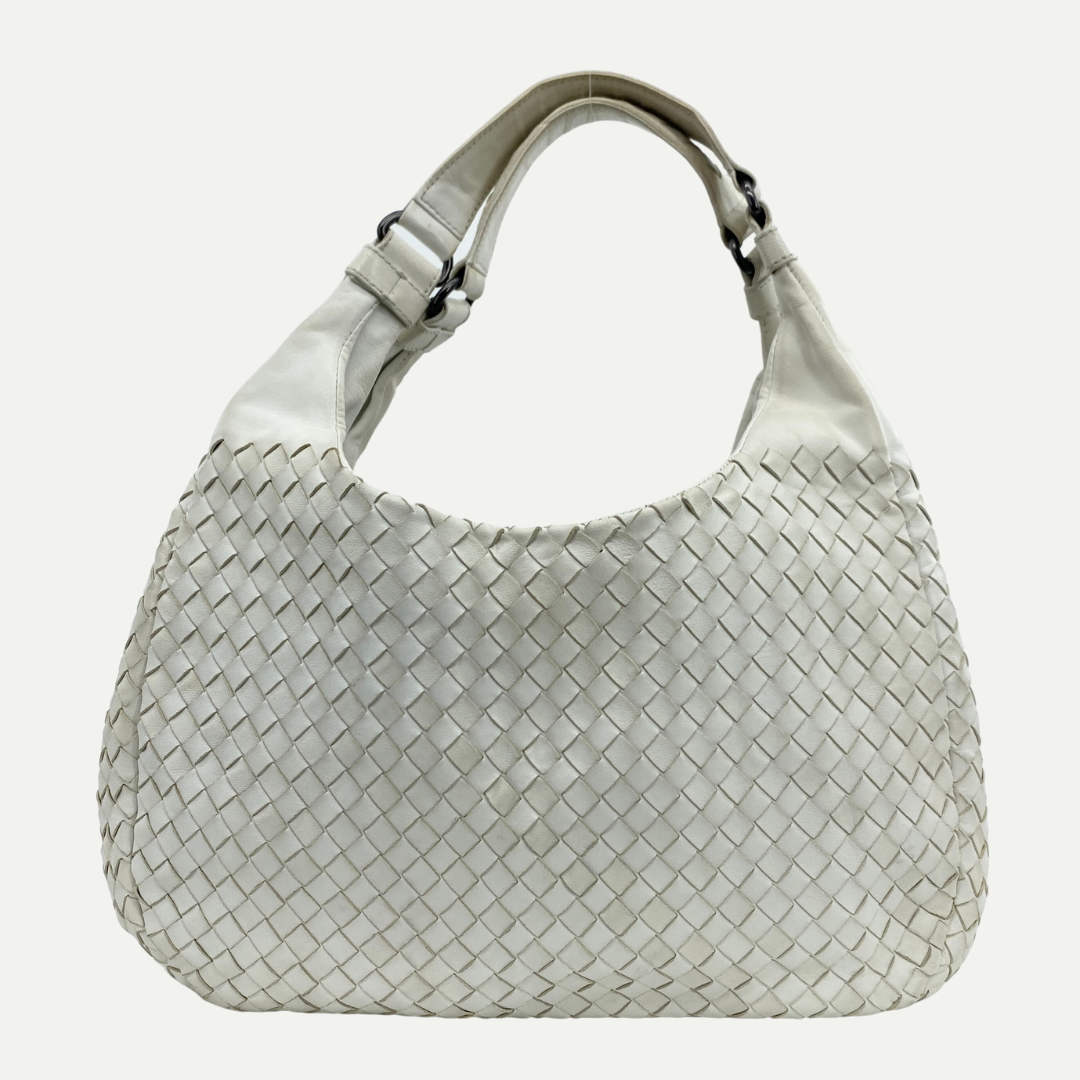 Campana Intrecciato Hobo Shoulder Bag White - Vintage Luxuries