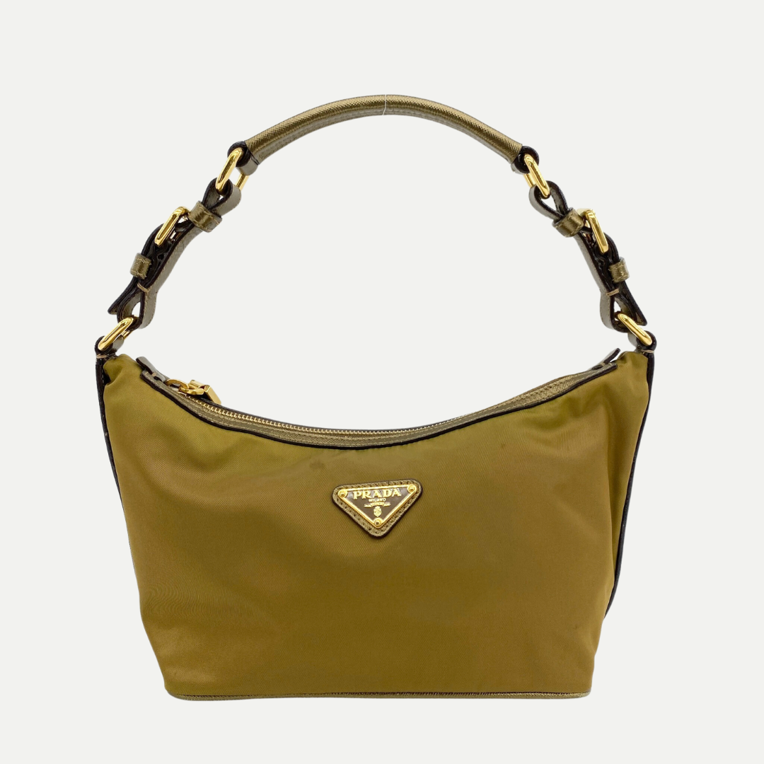 Nylon Shoulder Bag Khaki Brown - Vintage Luxuries