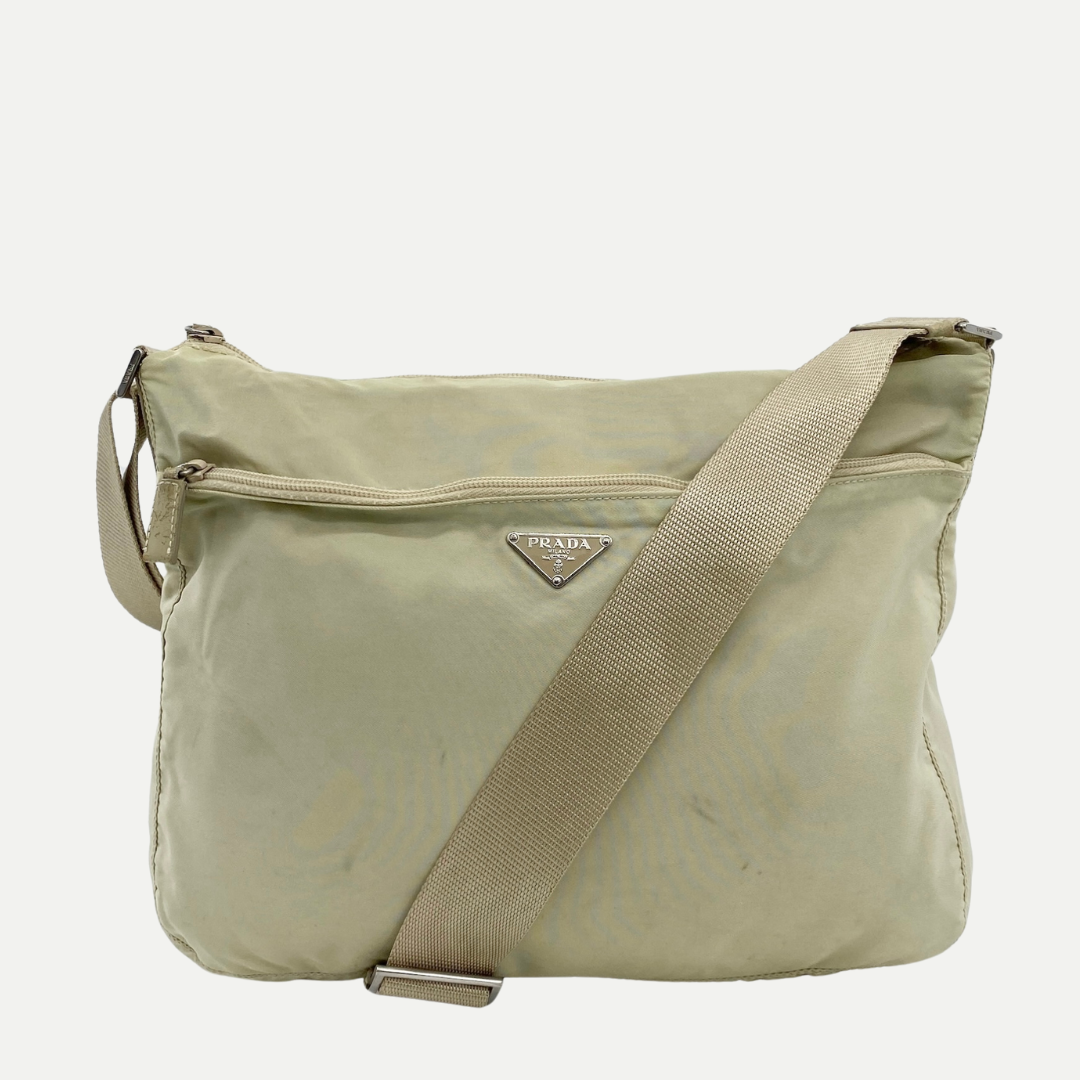 Nylon Messenger Large Crossbody Off White
