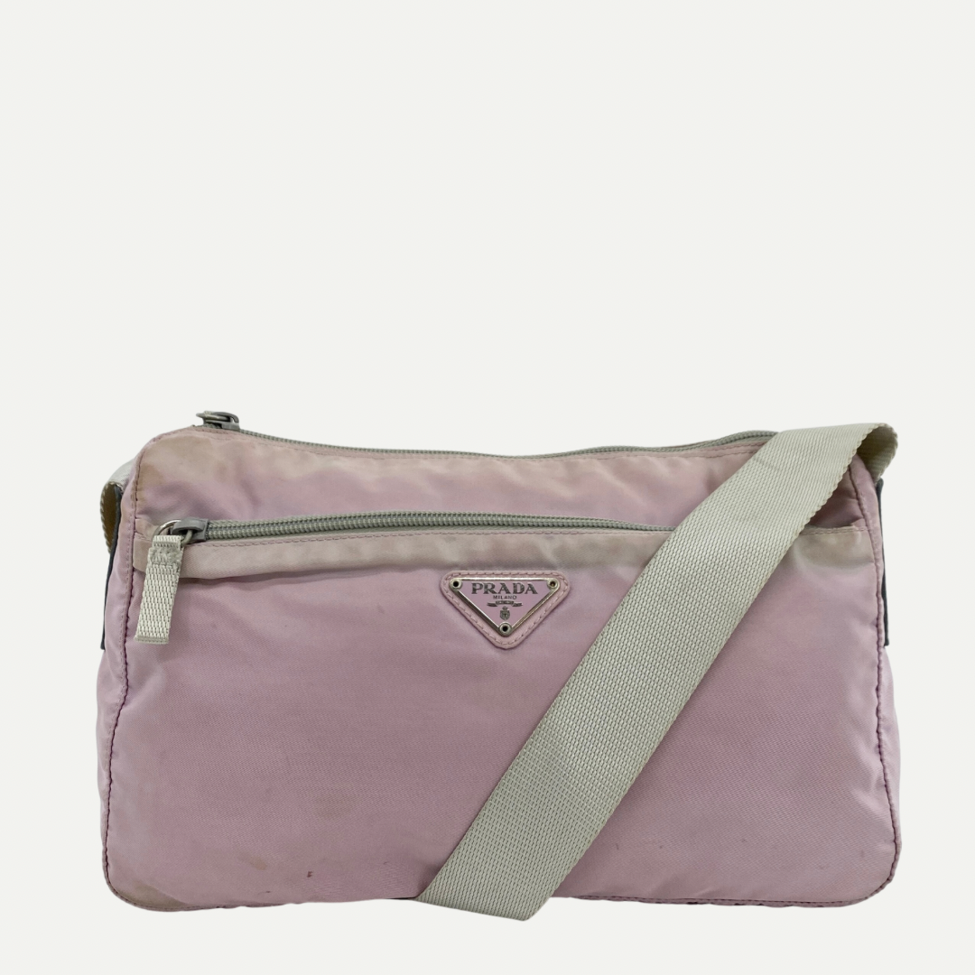 Nylon Messenger Crossbody Light Pink - Vintage Luxuries