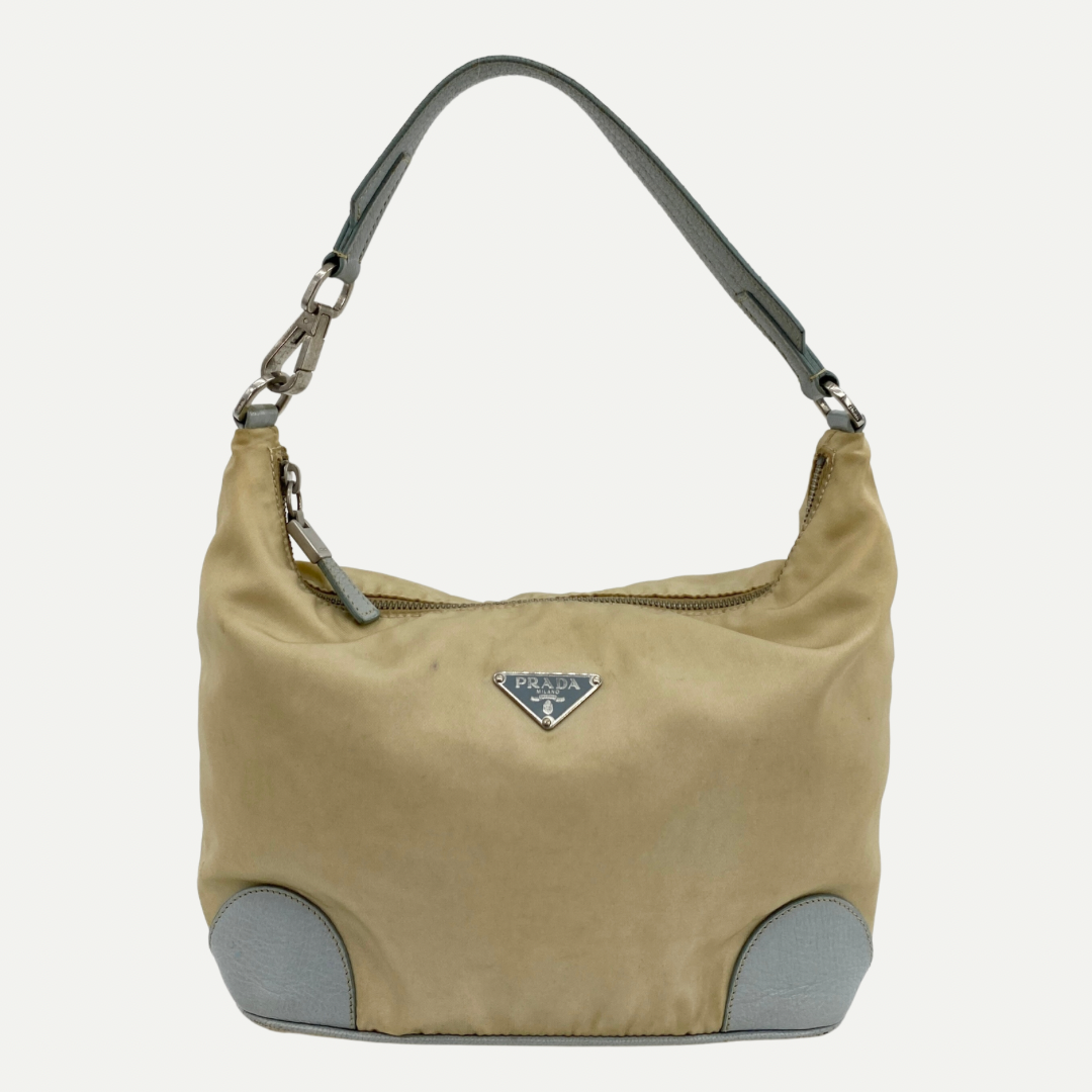 Nylon Shoulder Bag Blue Beige - Vintage Luxuries