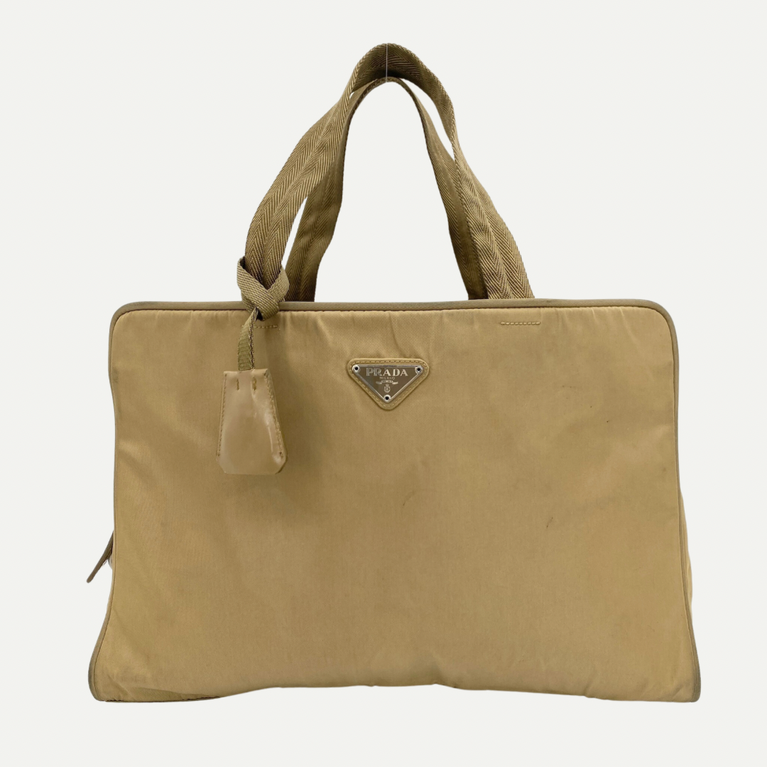 Nylon Laptop Handbag Brown - Vintage Luxuries