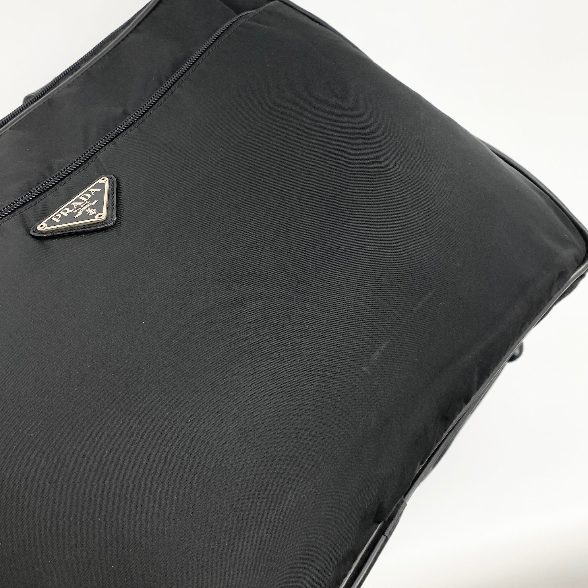 Nylon Crossbody Work Bag Large Black - Vintage Luxuries