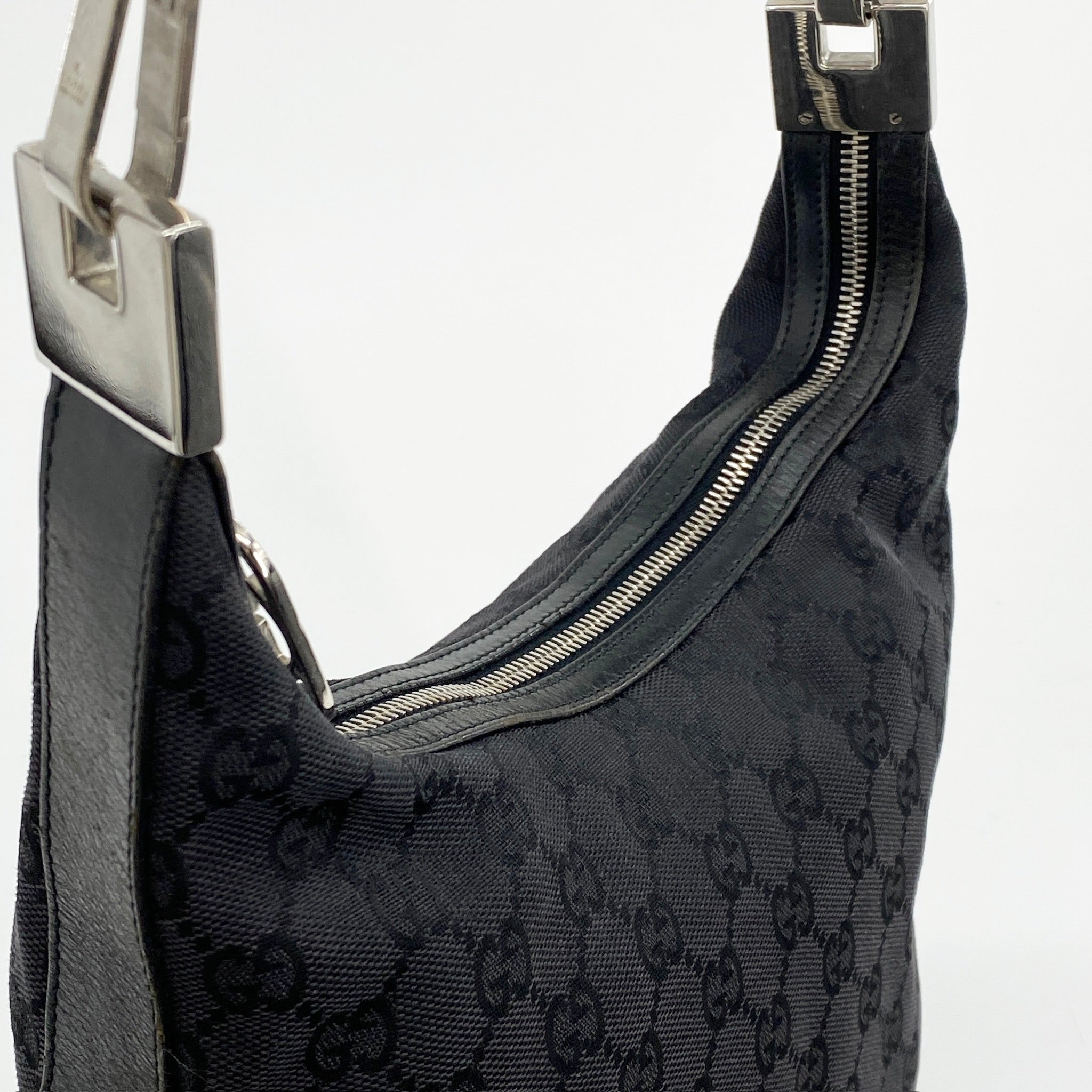 Monogram Hobo Shoulder Bag Black - Vintage Luxuries